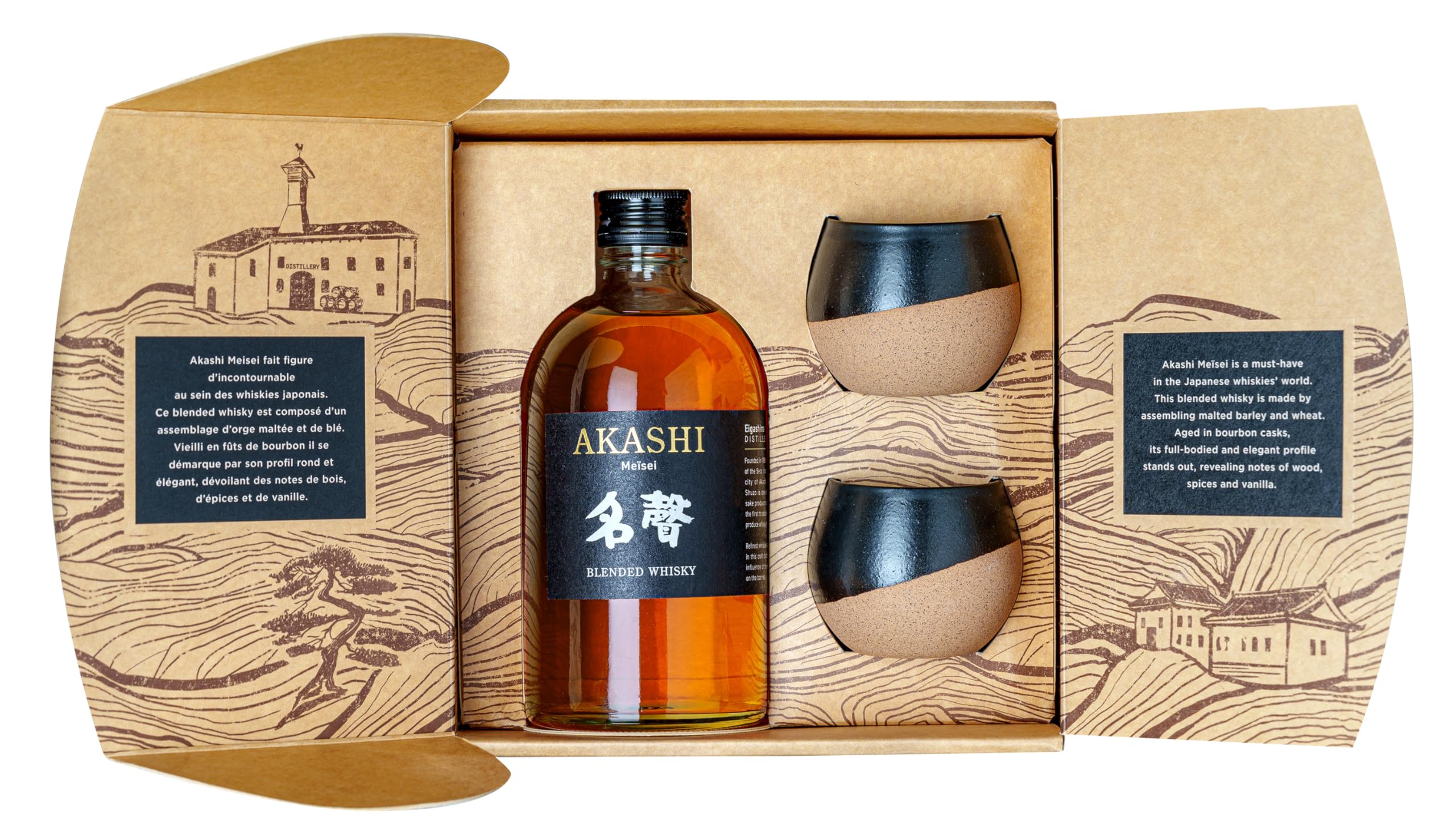 Le coffret whisky japonais Akashi Meïsei avec 2 verres, 40°, 50 cl — cadeau drôle