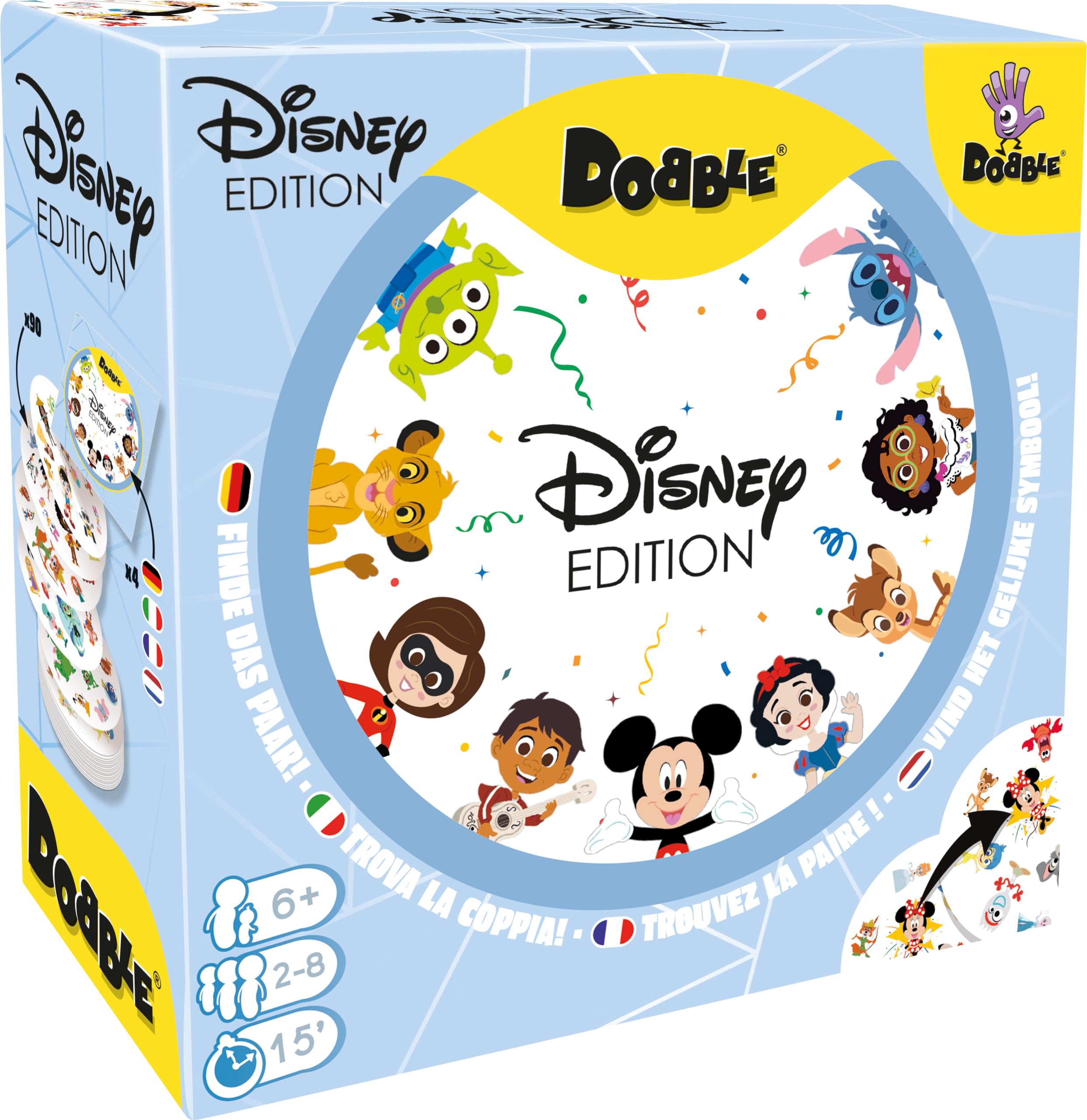 Asmodee Dobble Disney, jeu de cartes d'observation, 2 à 8 joueurs — idée cadeau original