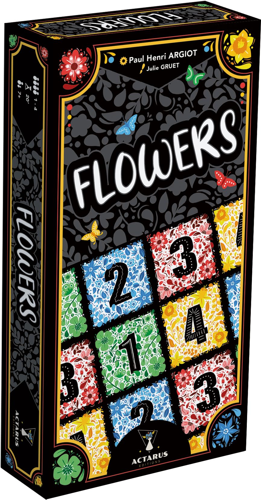 Flowers, jeu de cartes de tuiles fleuries et papillons
