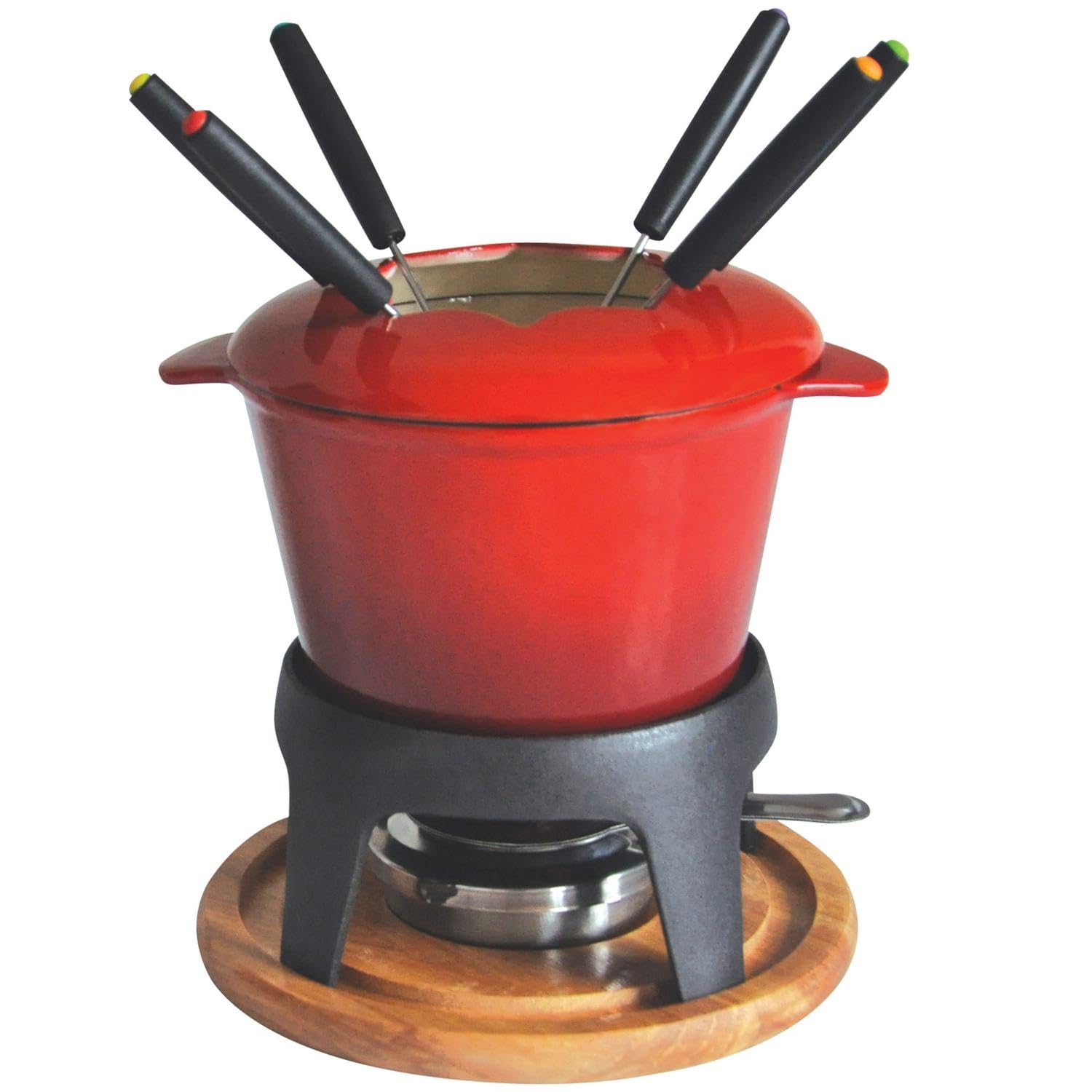 Baumalu, service à fondue en fonte émaillée 6 personnes, rouge — idée cadeau
