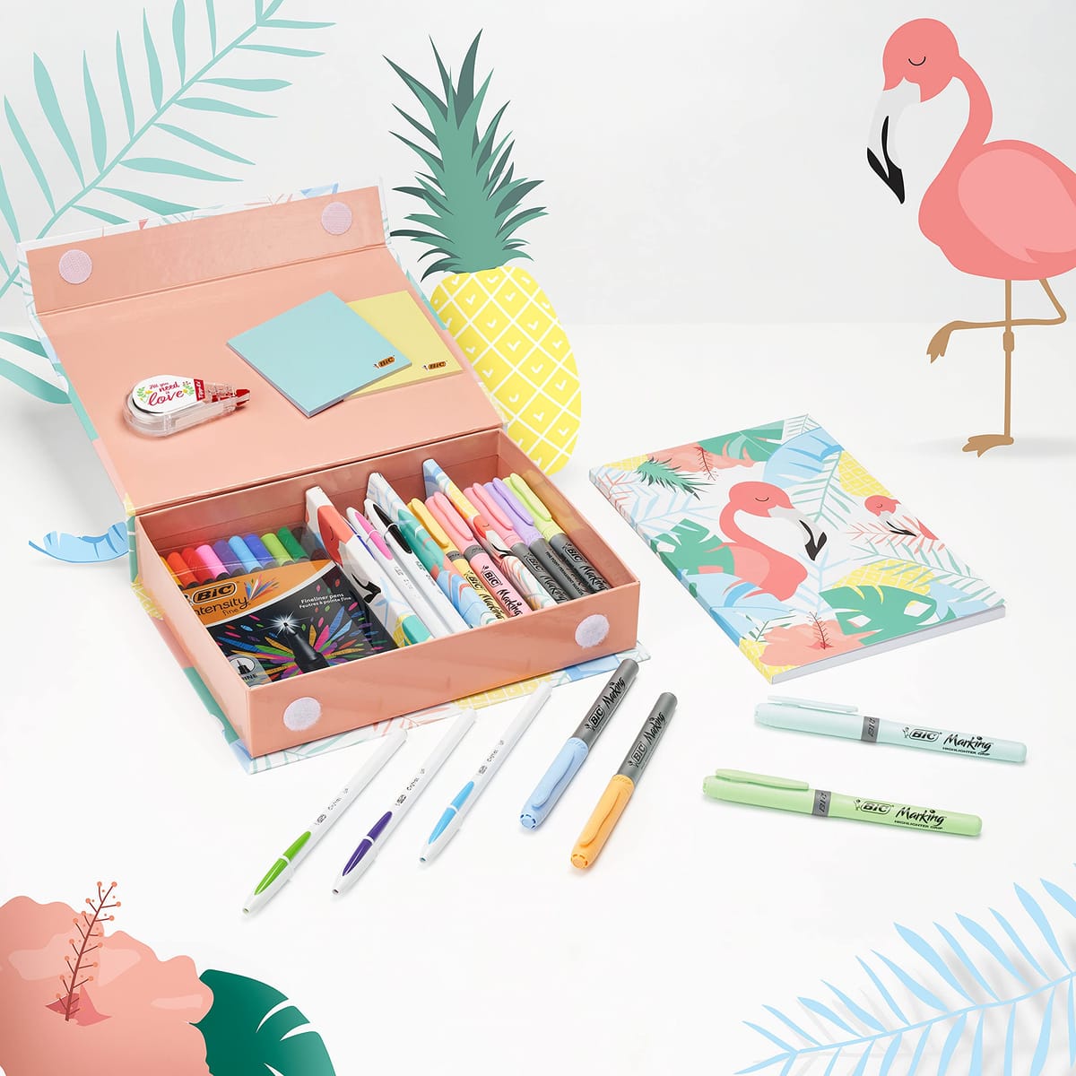 Le coffret BIC My Stationery Box, 28 produits d'écriture — idée cadeau