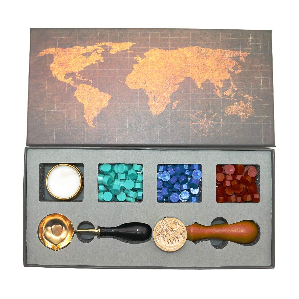 Kit de cachet de cire BITEYI, motif montagnes — idée cadeau