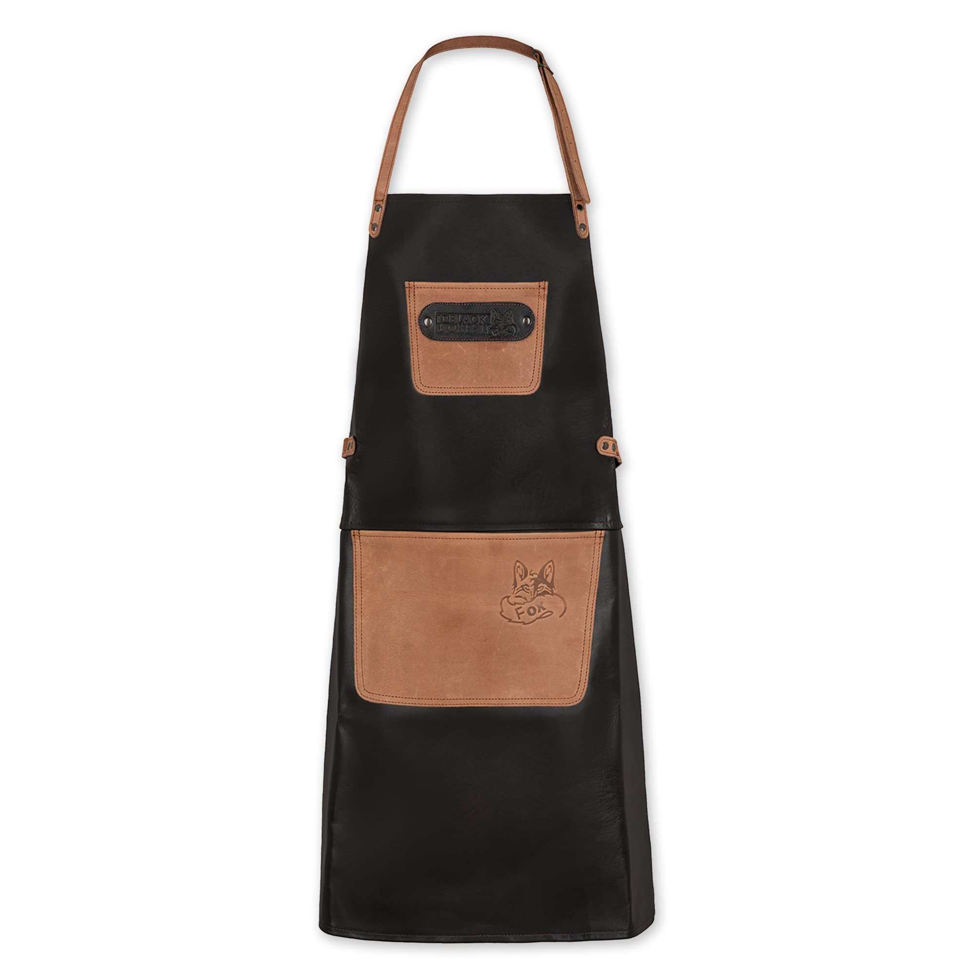 Tablier en cuir de buffle Black Forest Fox, marron foncé — idée cadeau