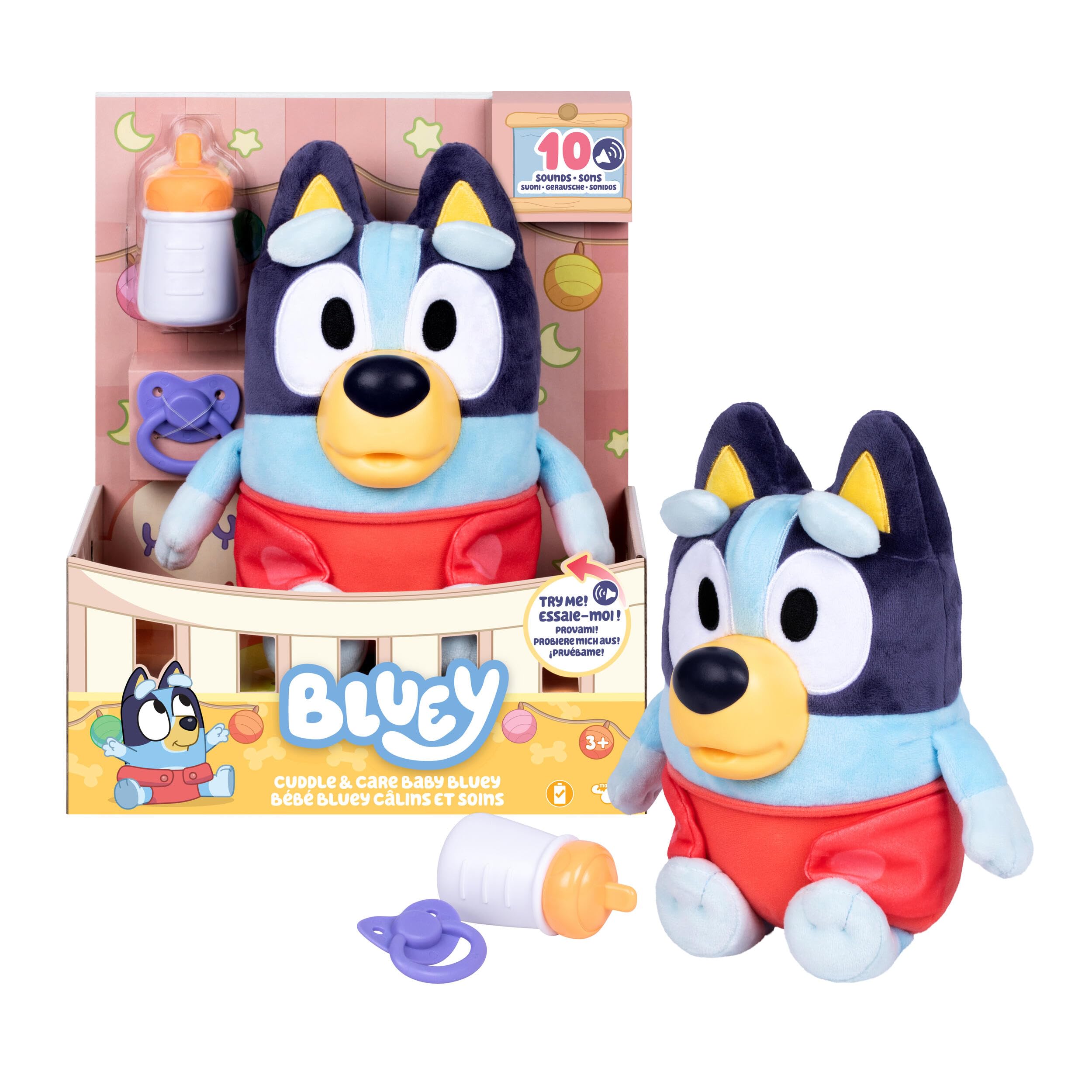 Bluey Care and Cuddle Baby Plush, 11 Inches, 10 Sounds — original gift idea