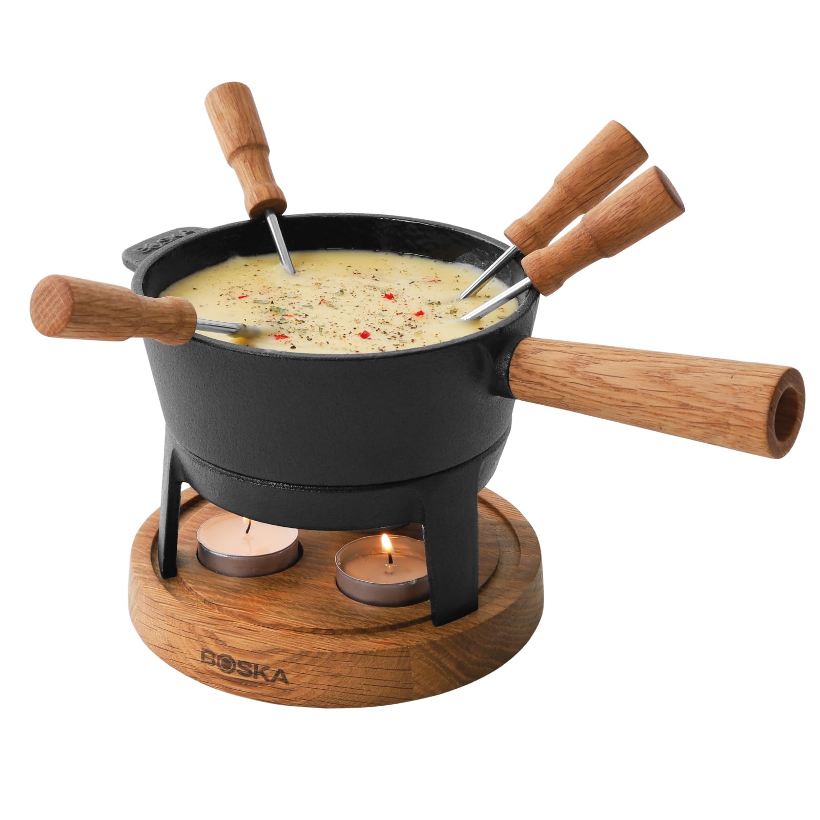 L'appareil à fondue Boska Pro S en bois de chêne et inox — idée cadeau