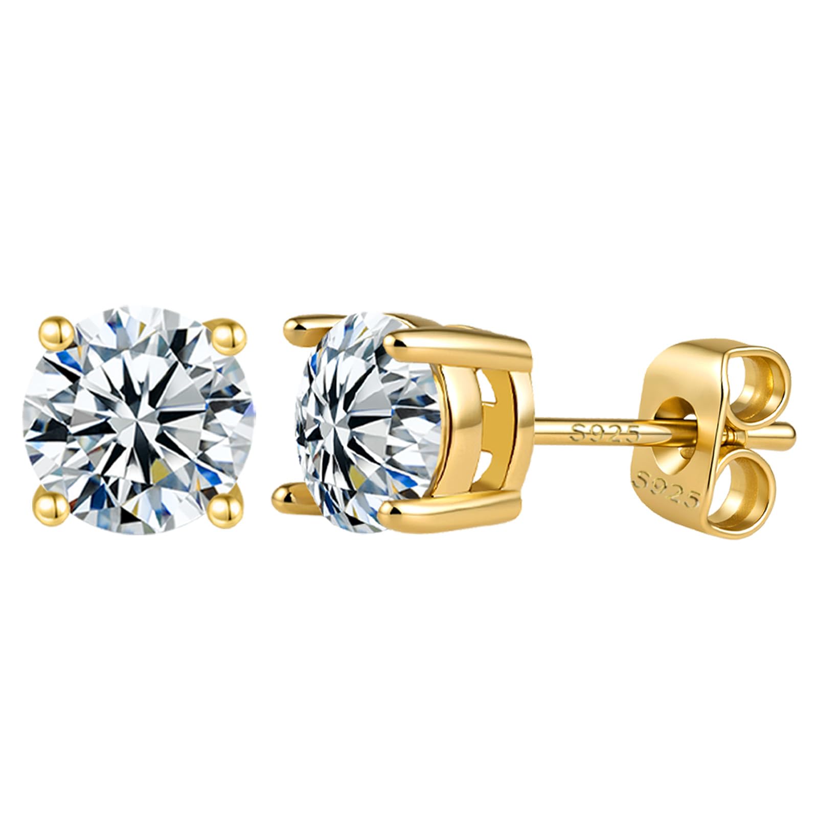 Moissanite Stud Earrings in Sterling Silver — funny gift