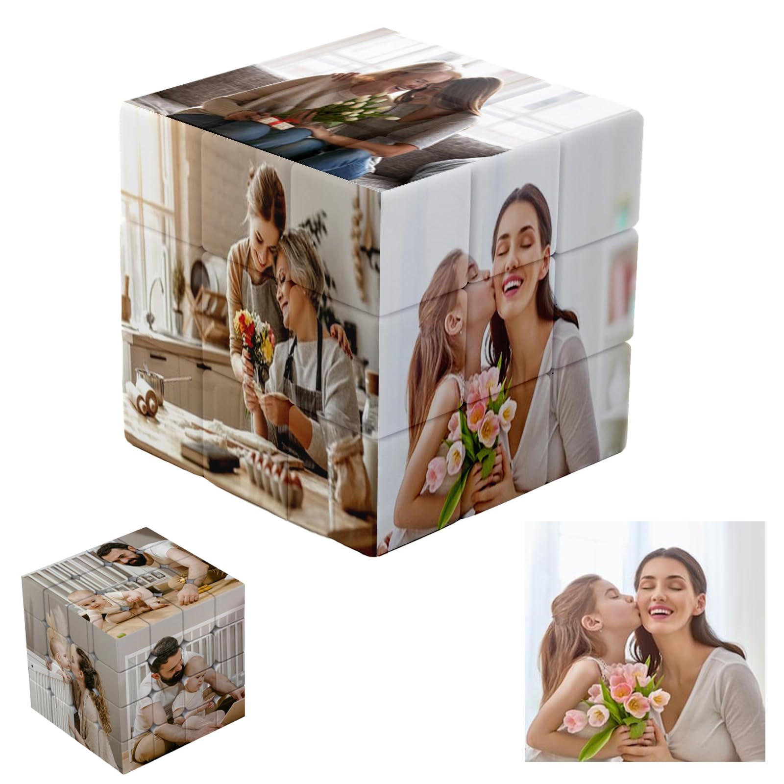 Buaodam, cube rotatif personnalisé avec six photos — idée cadeau