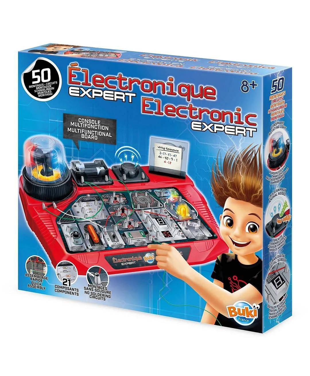 Buki Électronique expert, plus de 50 montages sans soudure — cadeau drôle et insolite