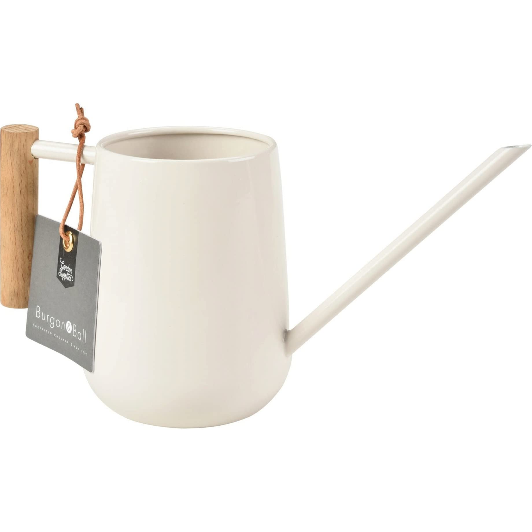Burgon & Ball, arrosoir d'intérieur couleur pierre, 0,7 L, poignée en hêtre — idée cadeau