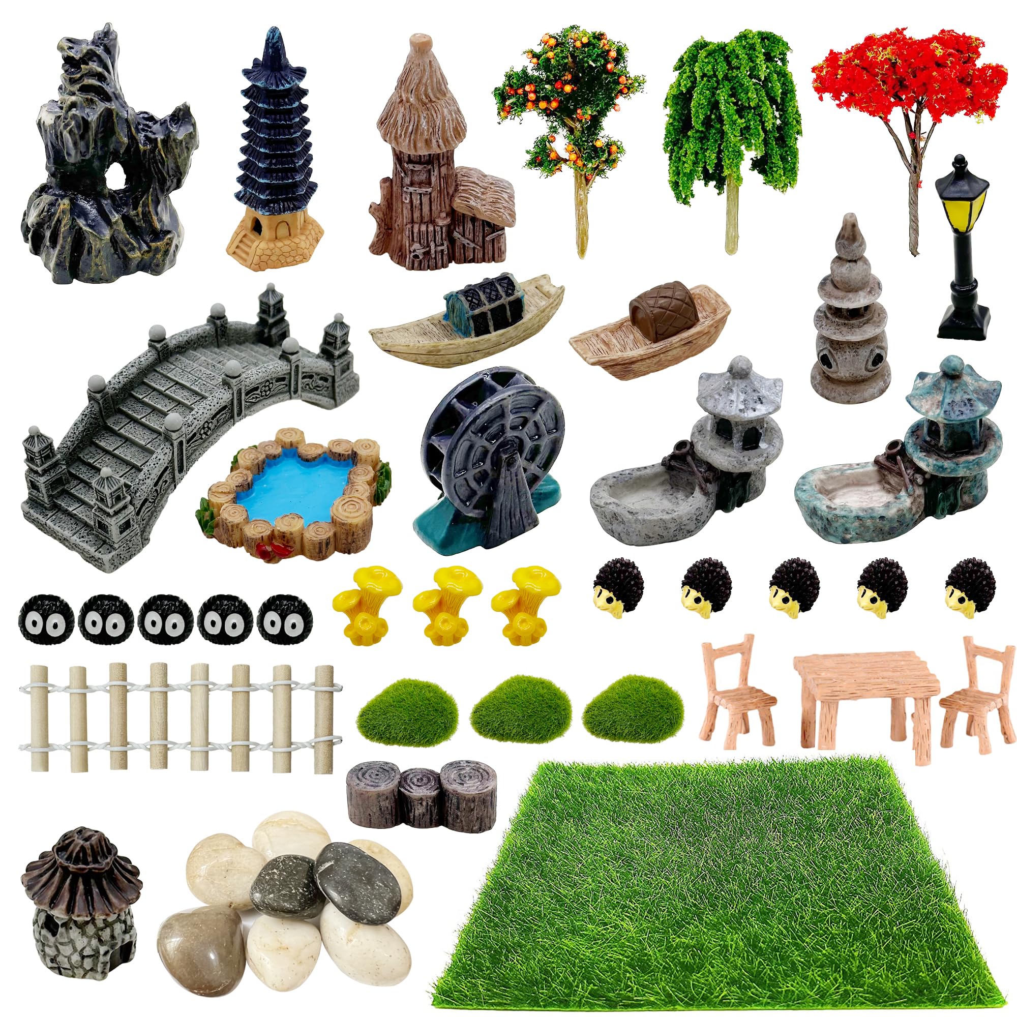 Cayway kit jardin miniature zen, 44 accessoires