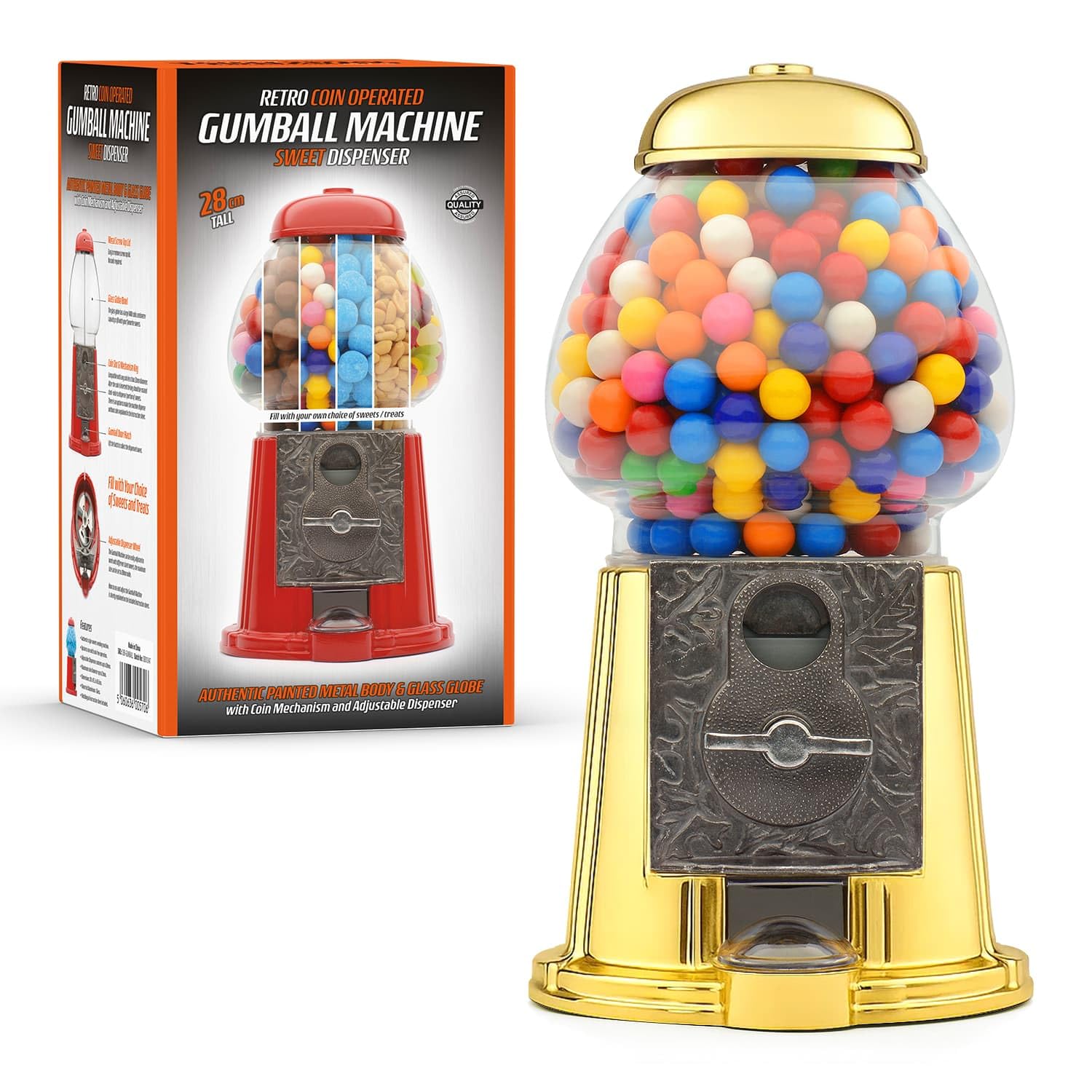 Le grand distributeur de bonbons rétro CKB LTD, métal doré — idée cadeau