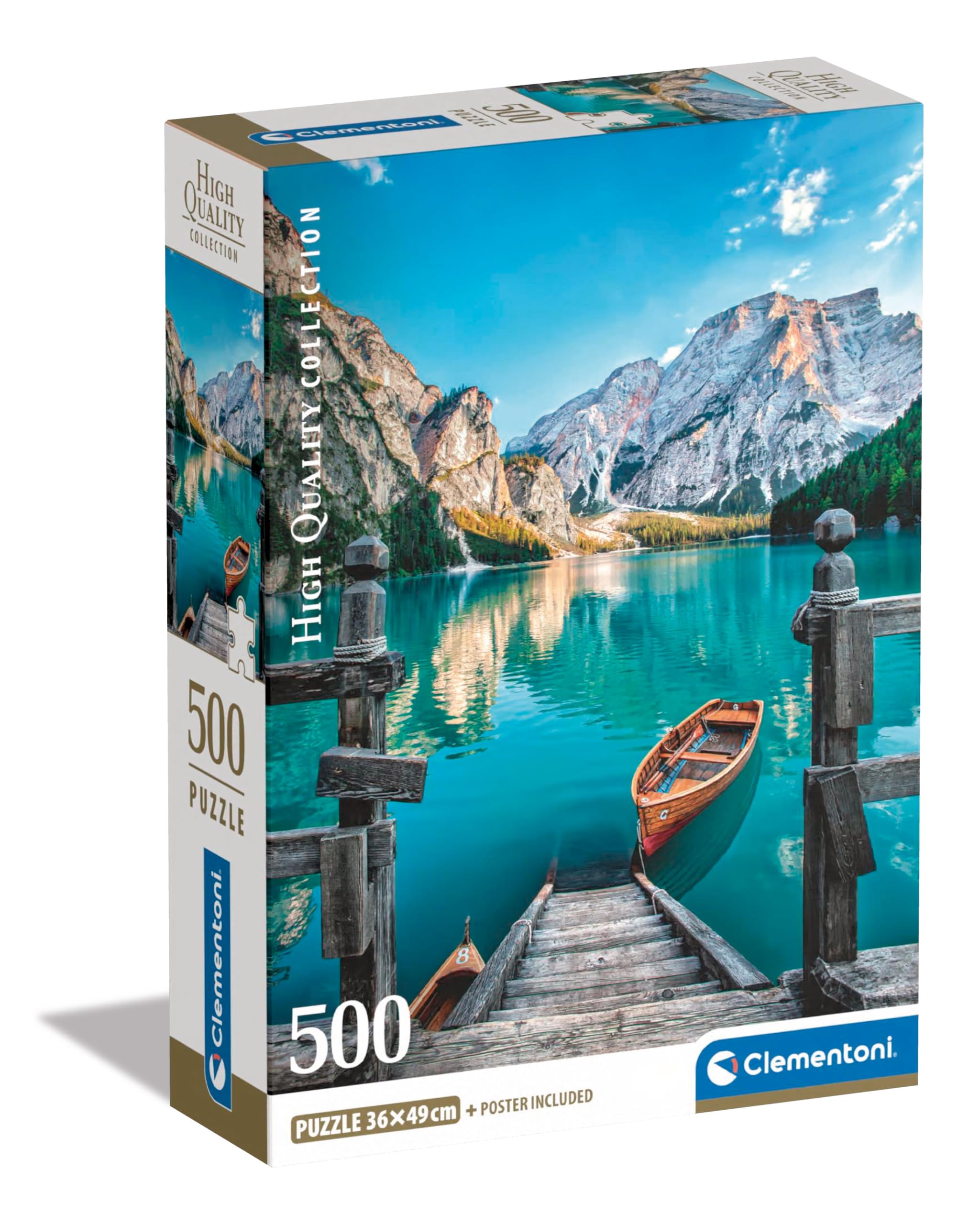 Clementoni puzzle 500 pièces, Lac de Braies, format compact — idée cadeau