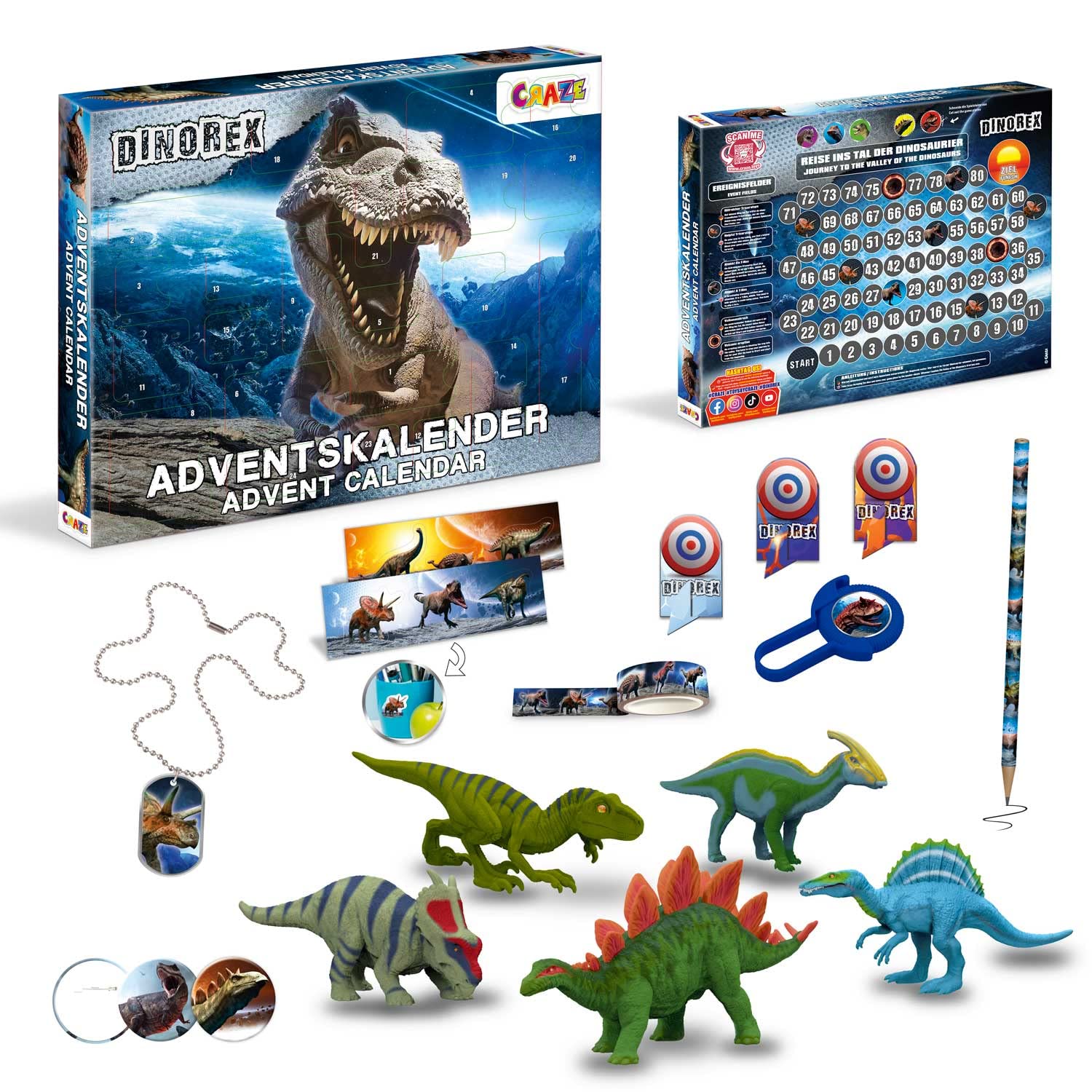 Calendrier de l'Avent DINOREX, figurines dinosaures CRAZE — idée cadeau