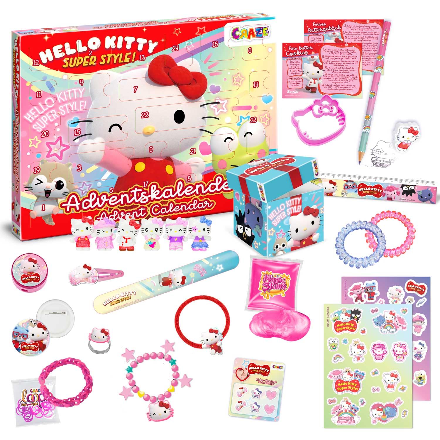 CRAZE Hello Kitty, calendrier de l'Avent avec 6 figurines et bijoux enfant — idée cadeau