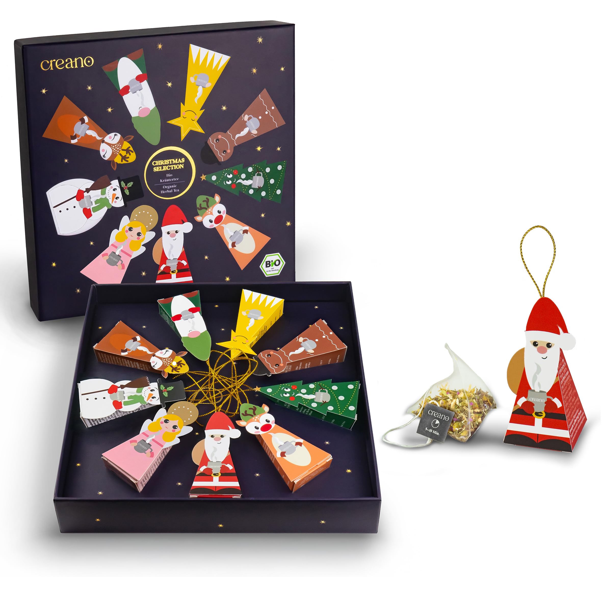 Le coffret Creano de 9 tisanes bio en personnages de Noël — idée cadeau