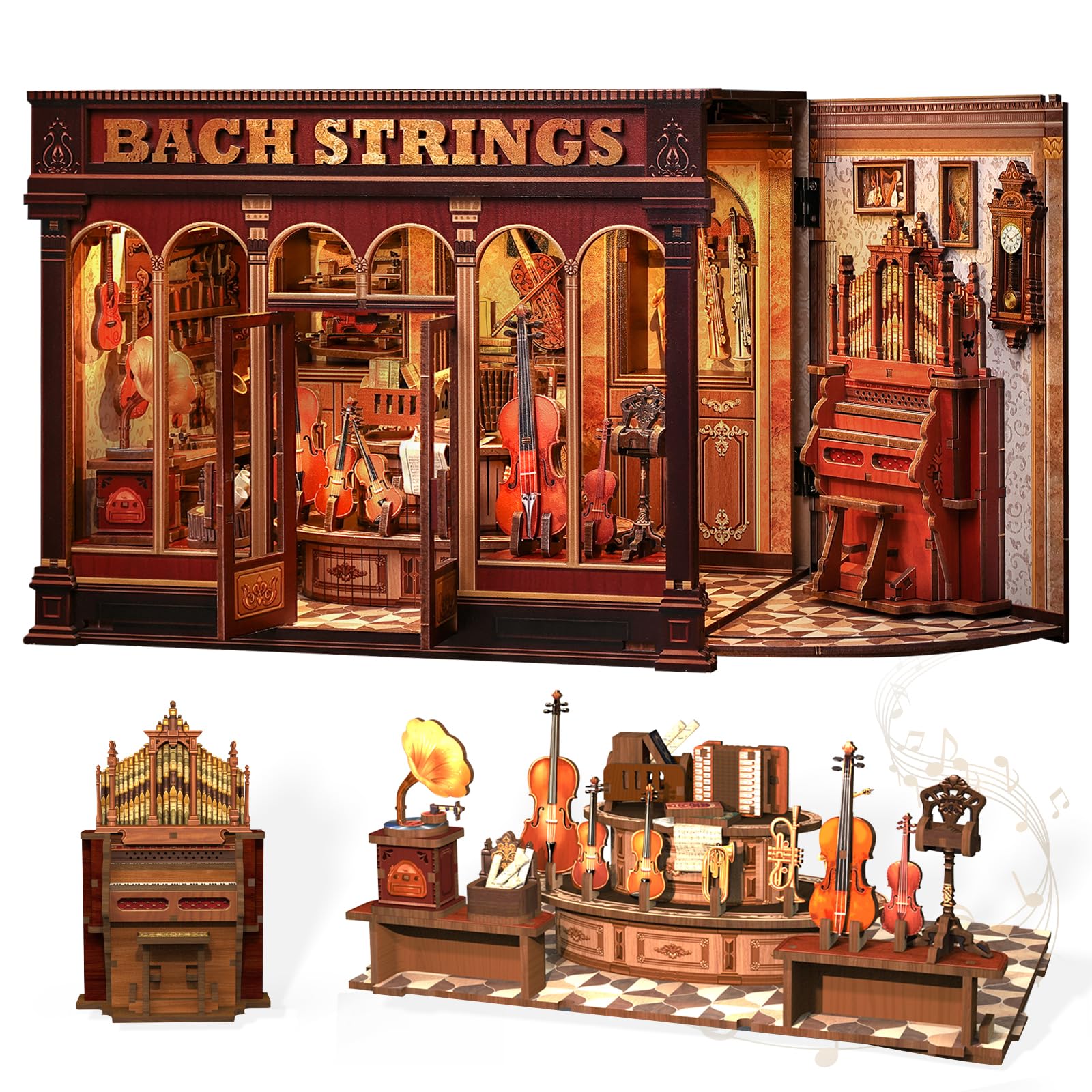 CUTEBEE kit Book Nook, maison miniature en puzzle 3D de bois avec musique — idée cadeau original