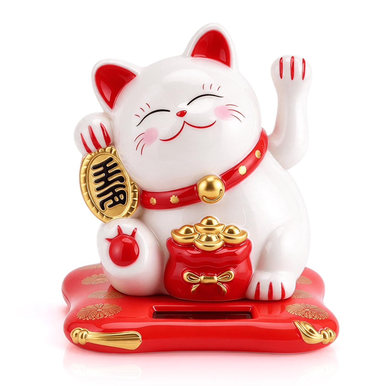 Cyrank Maneki Neko solaire à bras mobile, chat porte-bonheur — idée cadeau