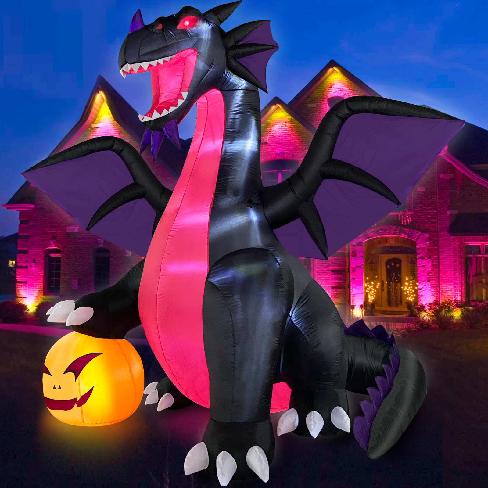 Dragon gonflable d'Halloween Danxilu 2,7 m avec citrouille — idée cadeau