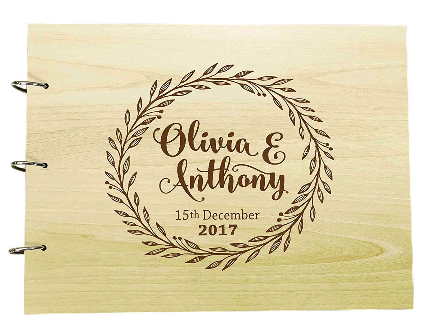 Darling Souvenir, livre d'or de mariage en bois gravé aux prénoms — idée cadeau