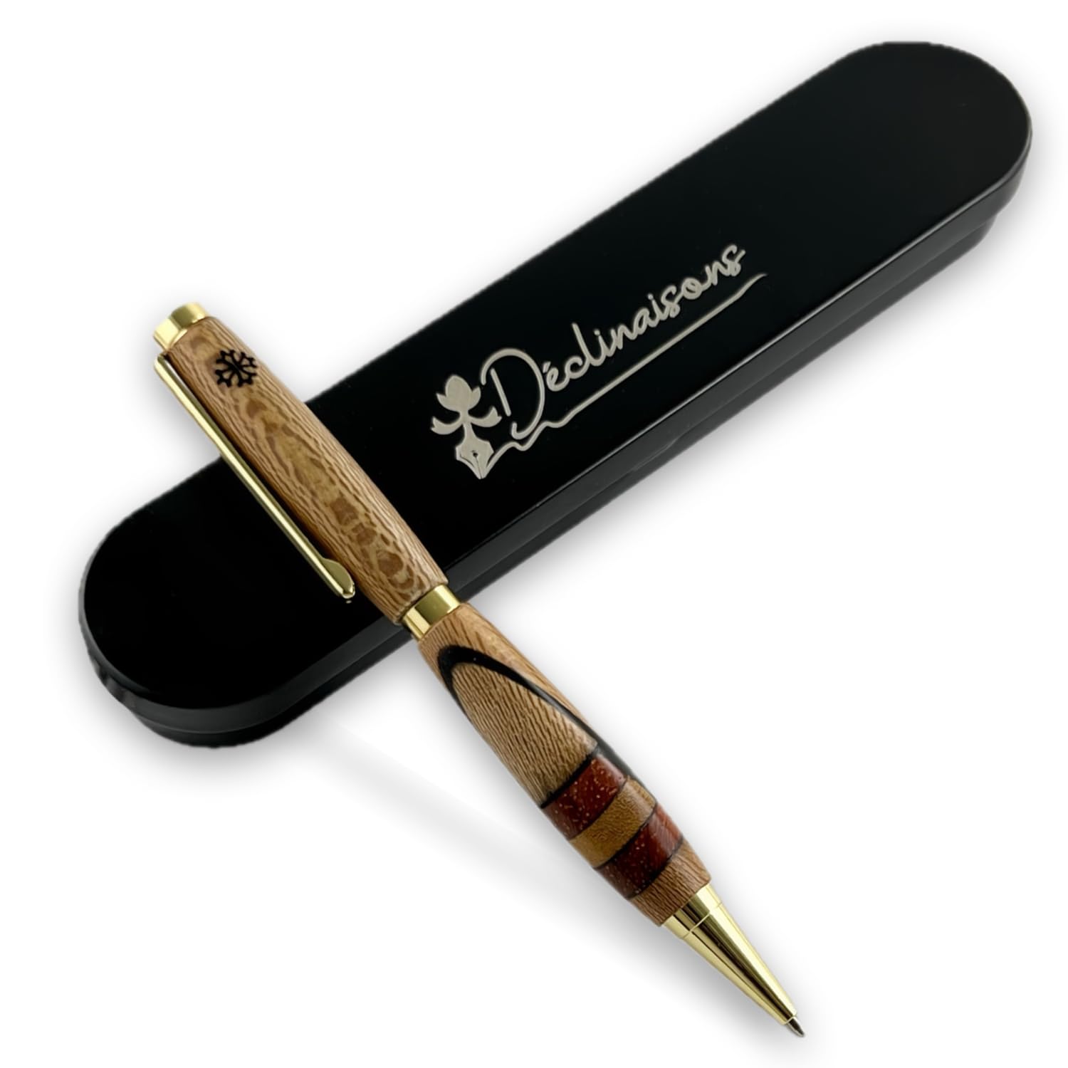 Le stylo bille en bois Déclinaisons à croix occitane, gravable — idée cadeau
