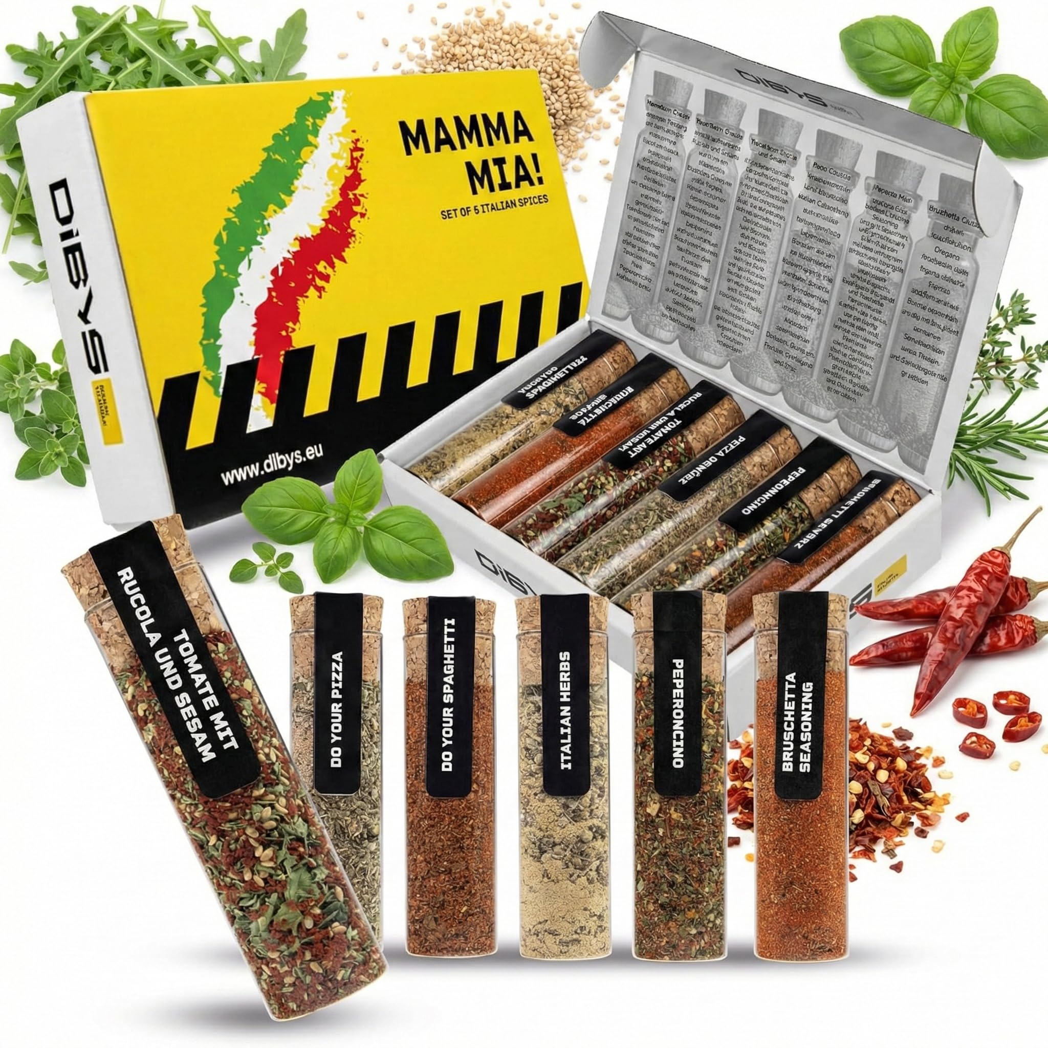 DIBYS Mamma Mia, coffret de 6 mélanges d'épices italiennes