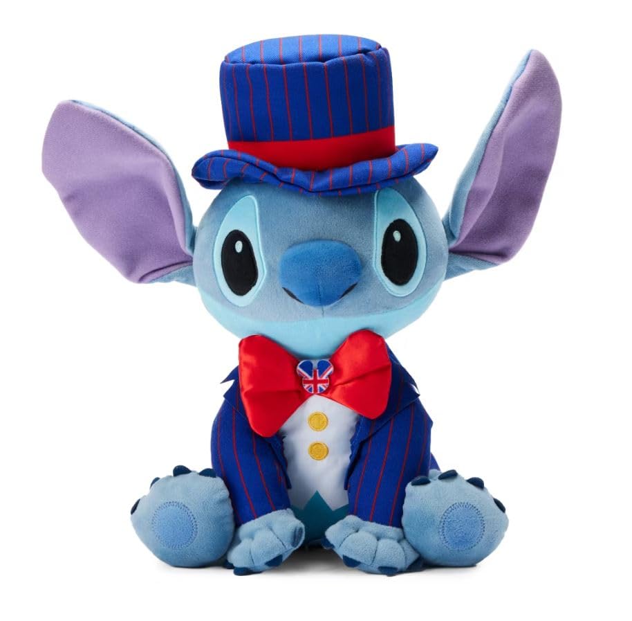 Disney Store, peluche Stitch de 35 cm en tenue londonienne — cadeau drôle