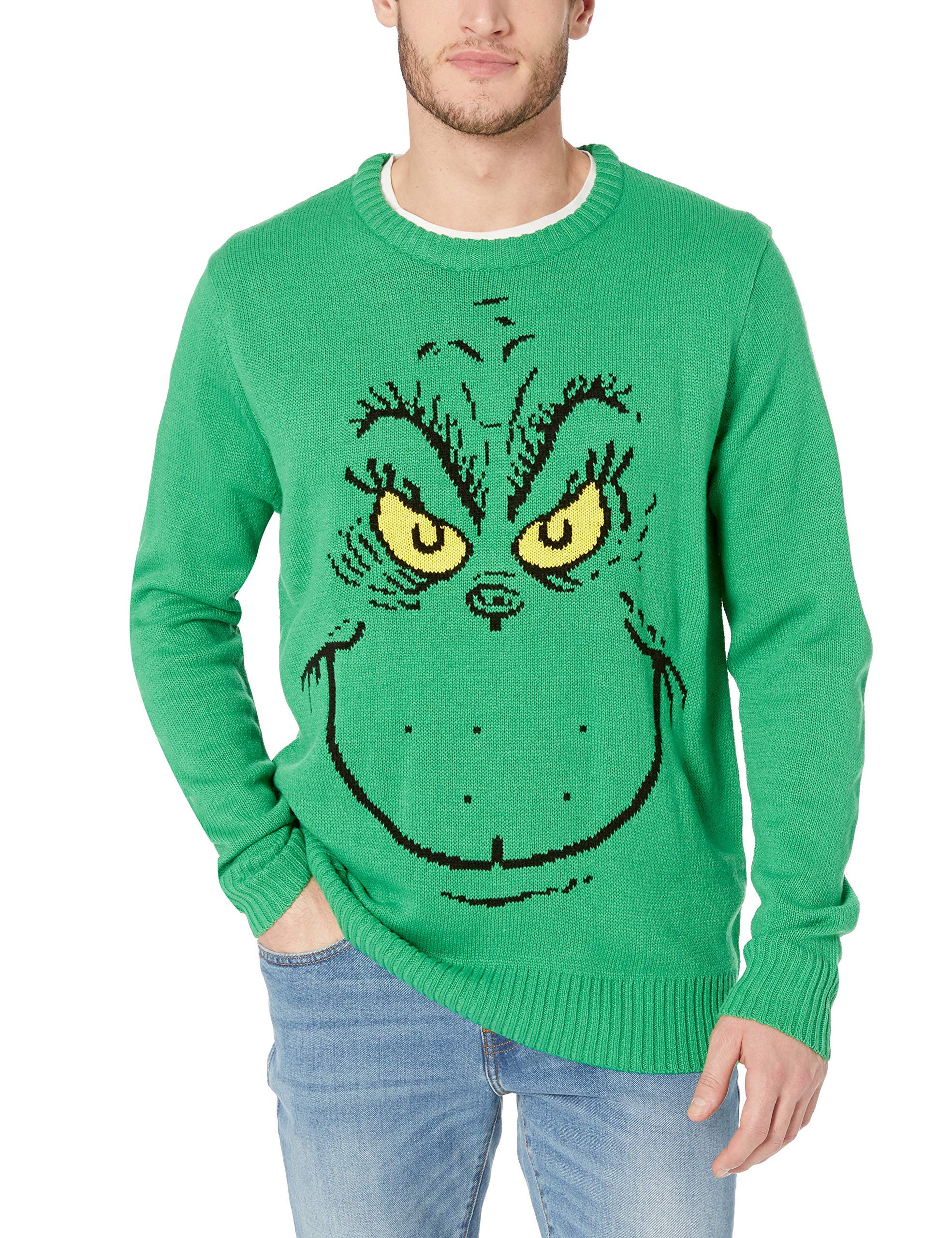 Dr. Seuss, pull de Noël homme tête du Grinch (vert) — idée cadeau