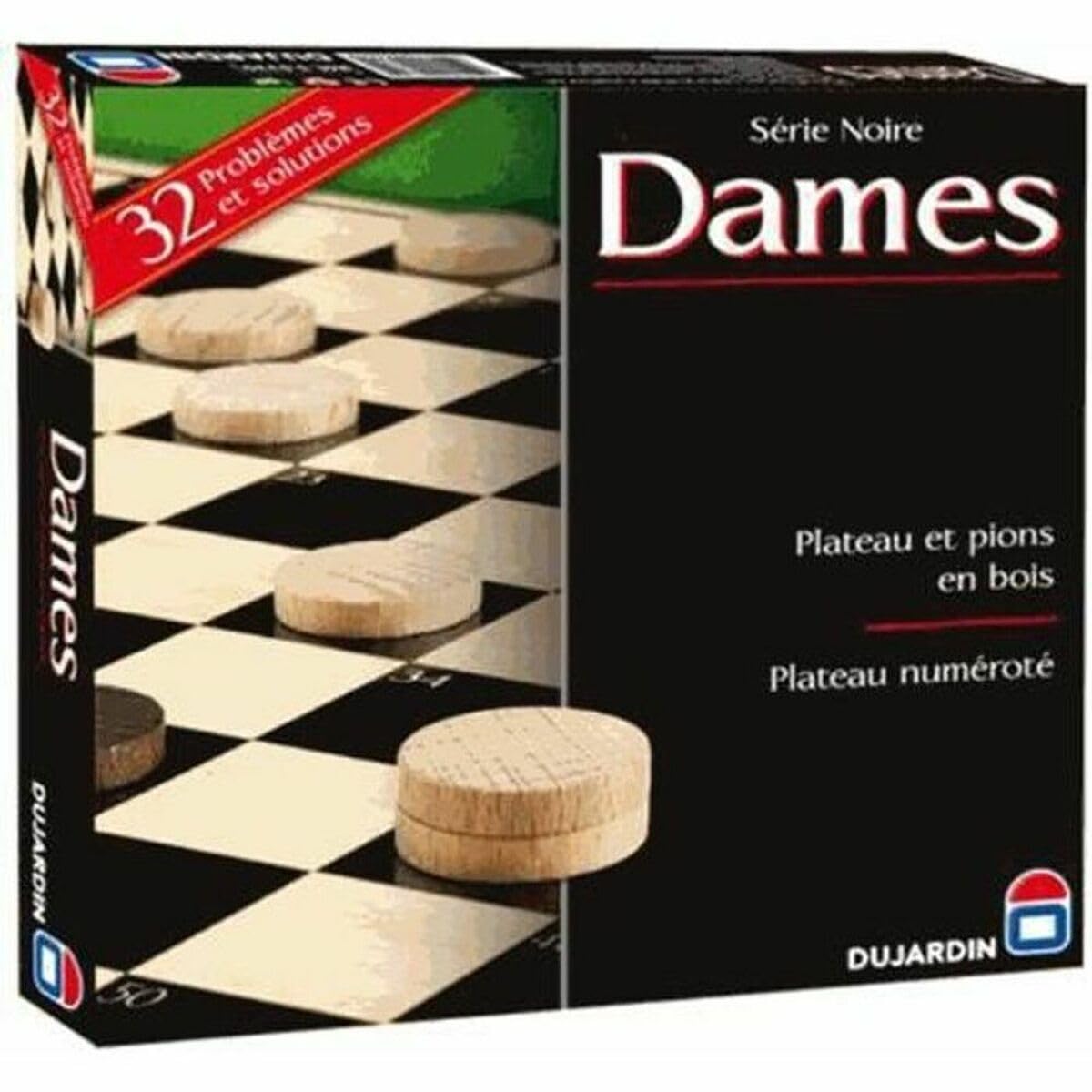Dujardin Série Noire, jeu de dames en bois, damier de 100 cases — cadeau drôle et insolite