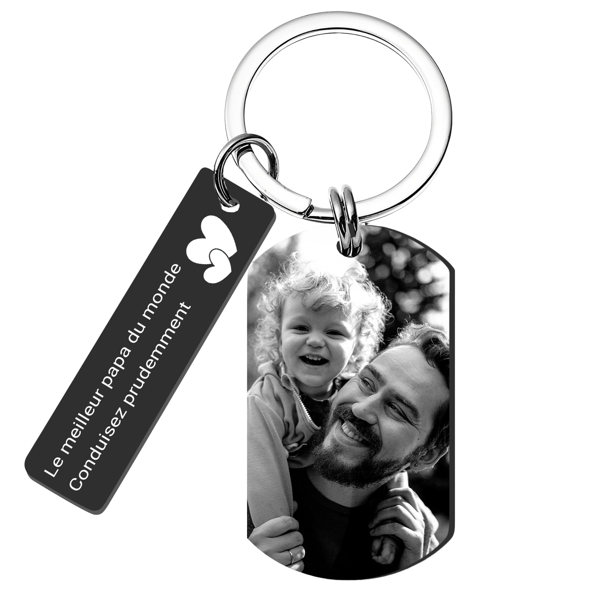 Porte-clés Easycosy personnalisé avec photo et texte gravés — idée cadeau