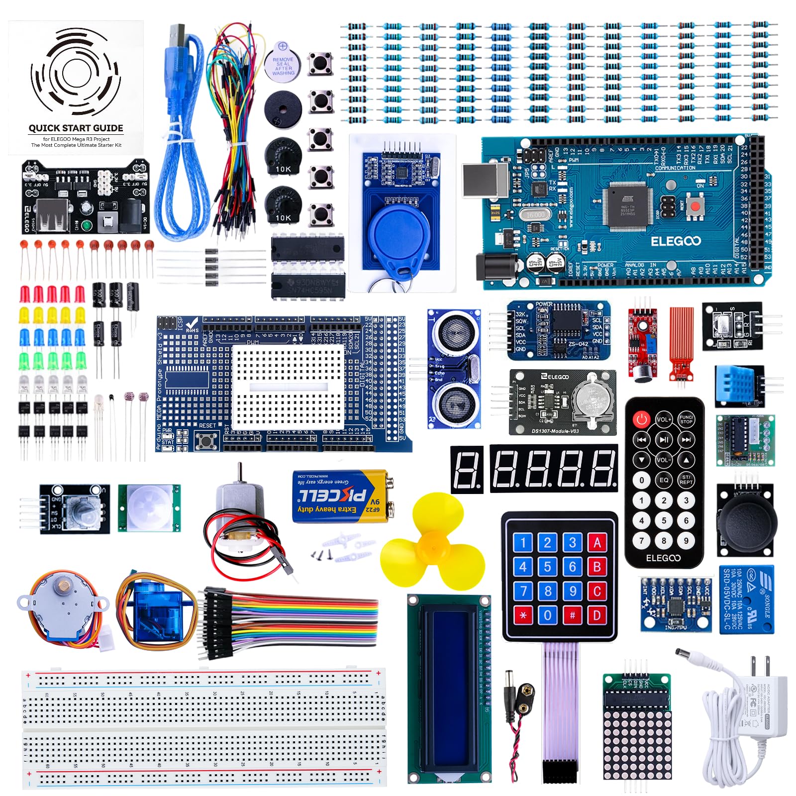 ELEGOO Mega R3, kit de démarrage électronique de plus de 200 composants — idée cadeau