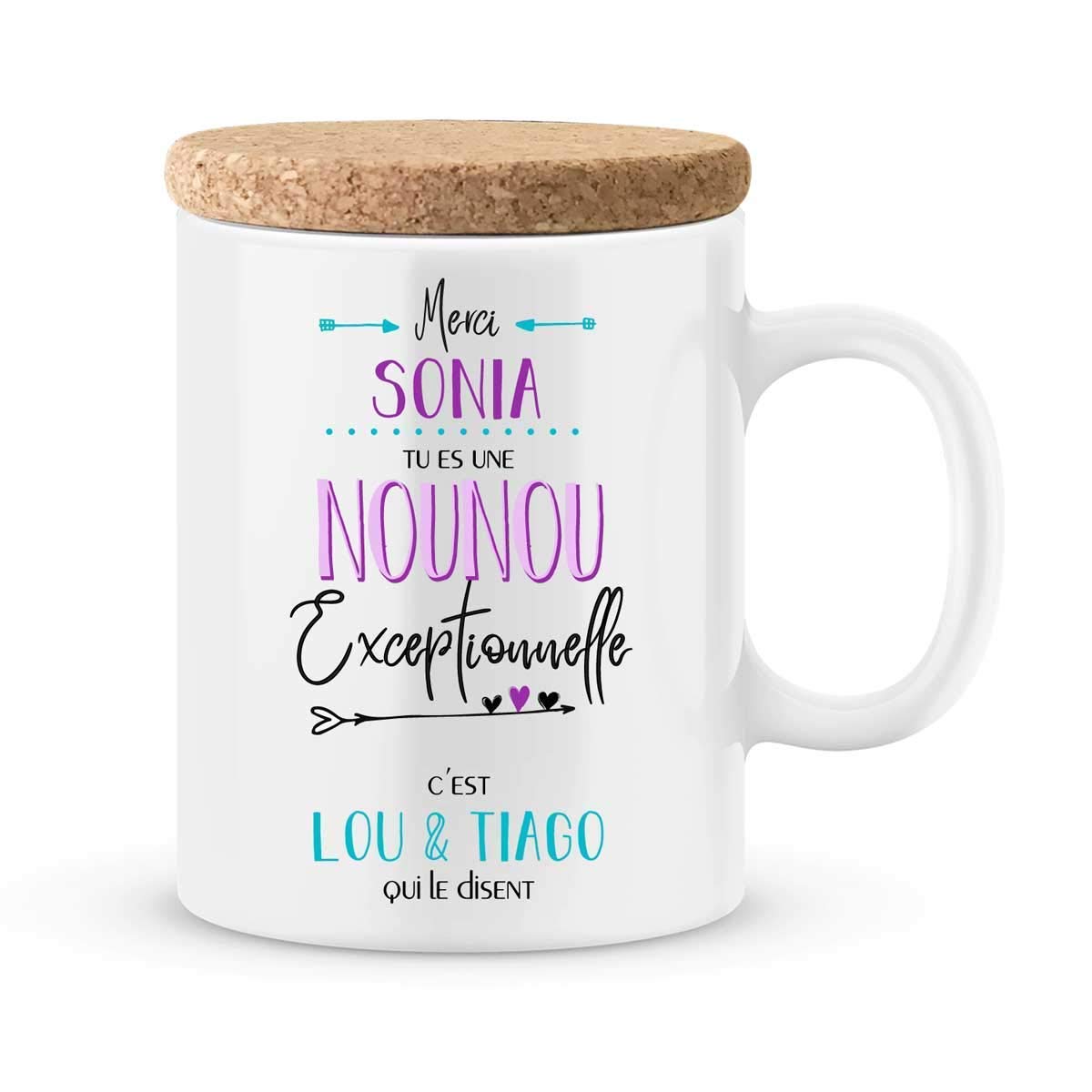 ÉNJA Création, mug nounou personnalisé au prénom de l'enfant — idée cadeau