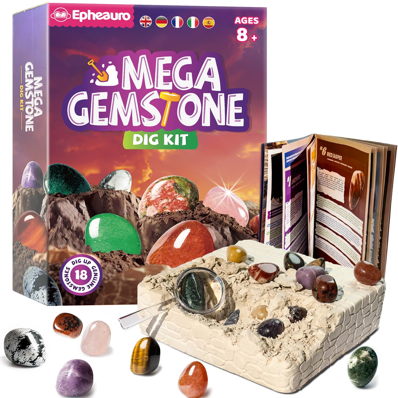 Epheauro Méga Kit de fouille de pierres précieuses — idée cadeau