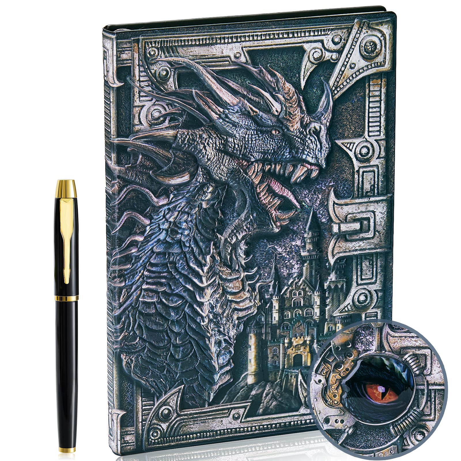Le journal A5 Fengco à dragon en relief, avec stylo — idée cadeau