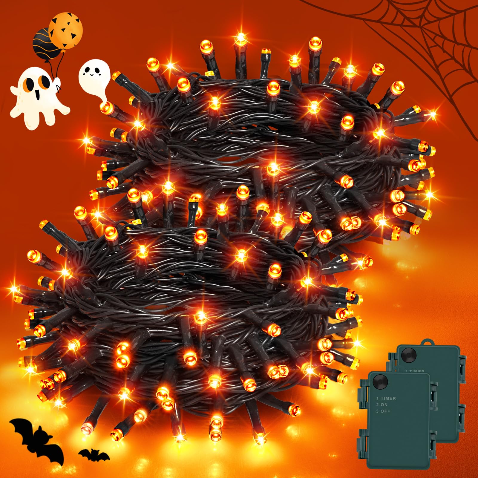 Guirlandes LED Halloween orange Gcstnn, 2 x 5 m — idée cadeau