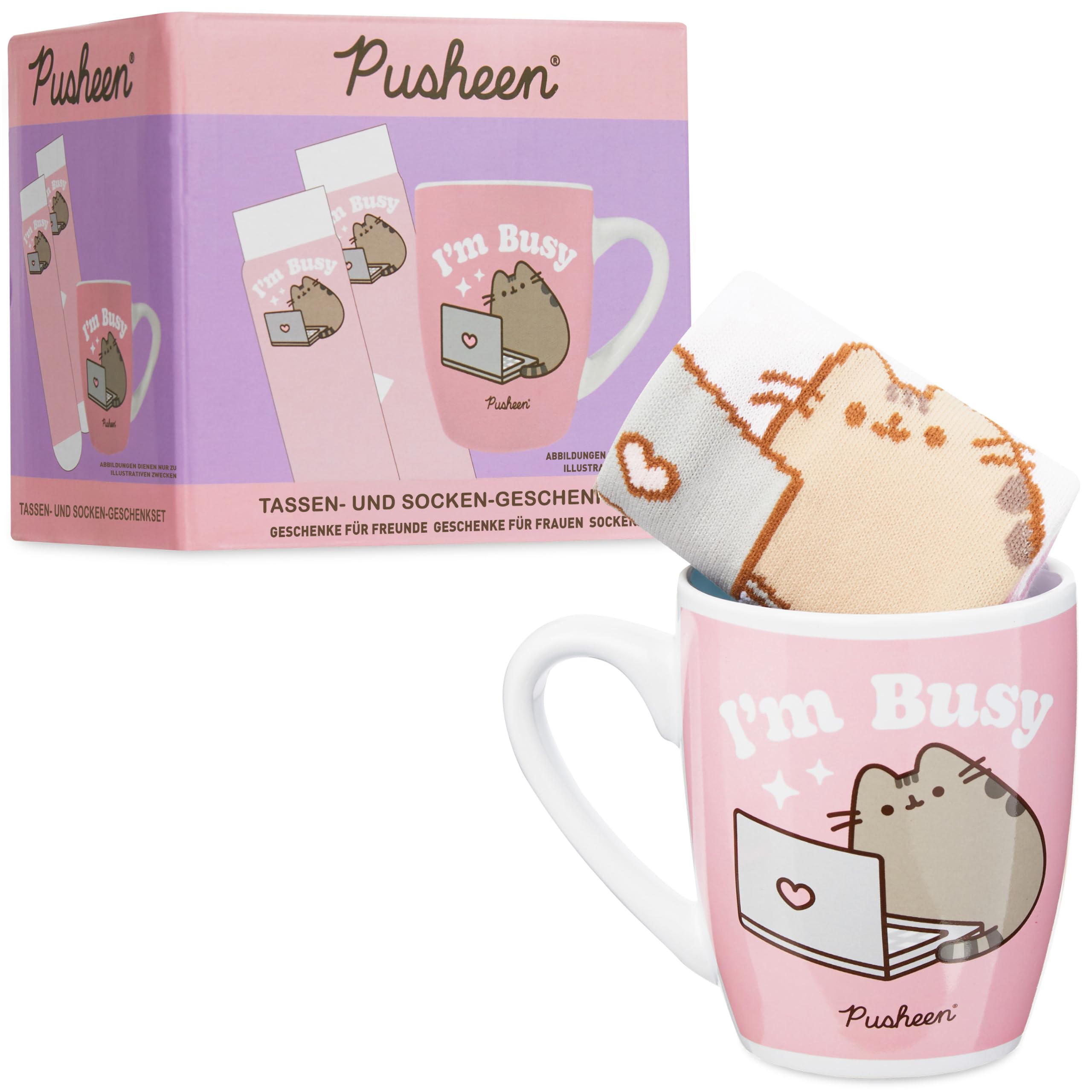 Get Trend Pusheen, coffret mug et chaussettes roses 35-41