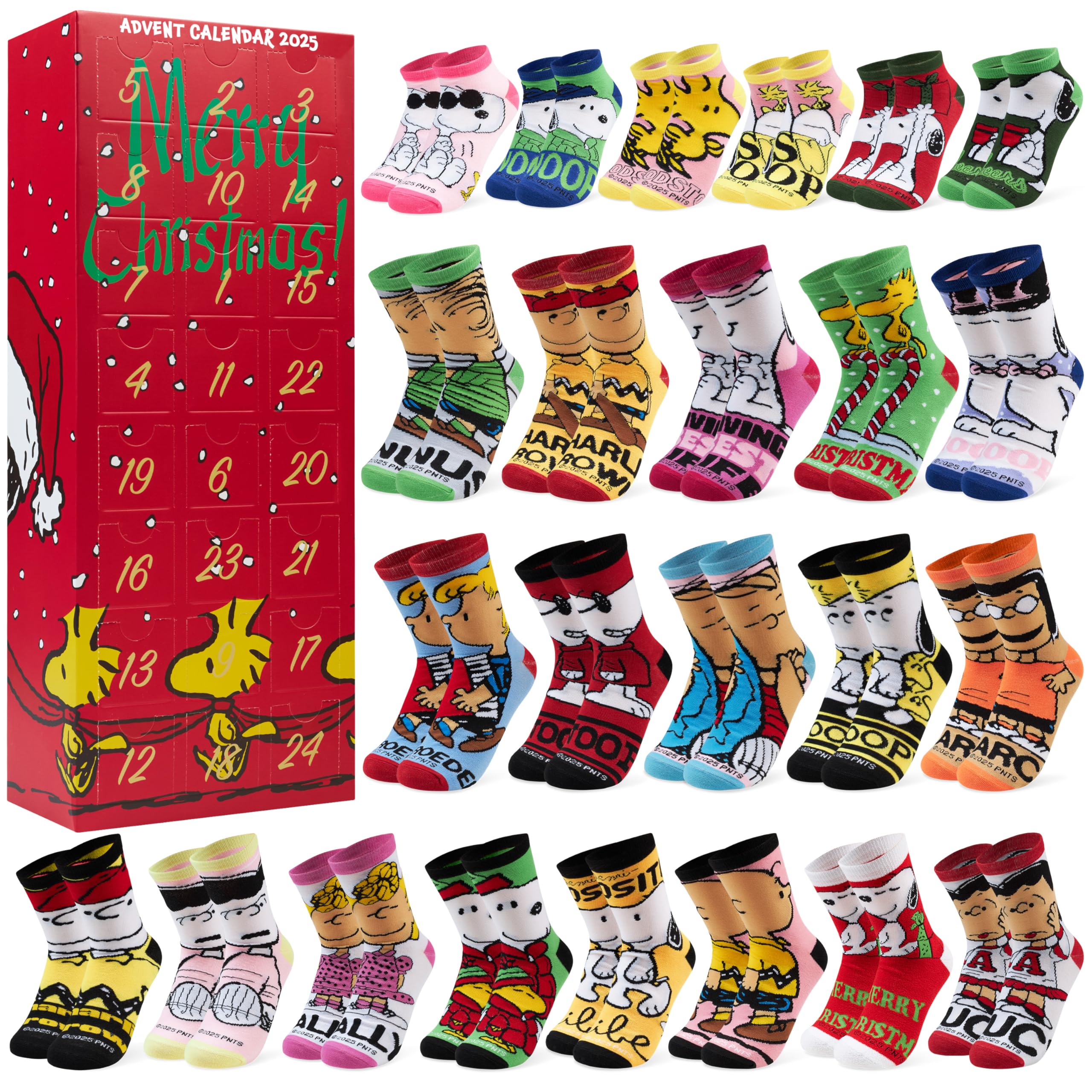 Get Trend Snoopy, calendrier de l'Avent de 24 paires de chaussettes femme (36-41) — idée cadeau