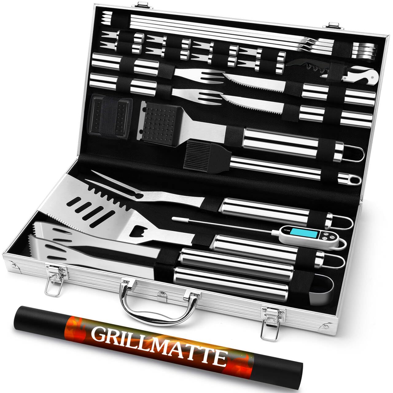 Mallette barbecue Grilliance 26 pièces inox — idée cadeau