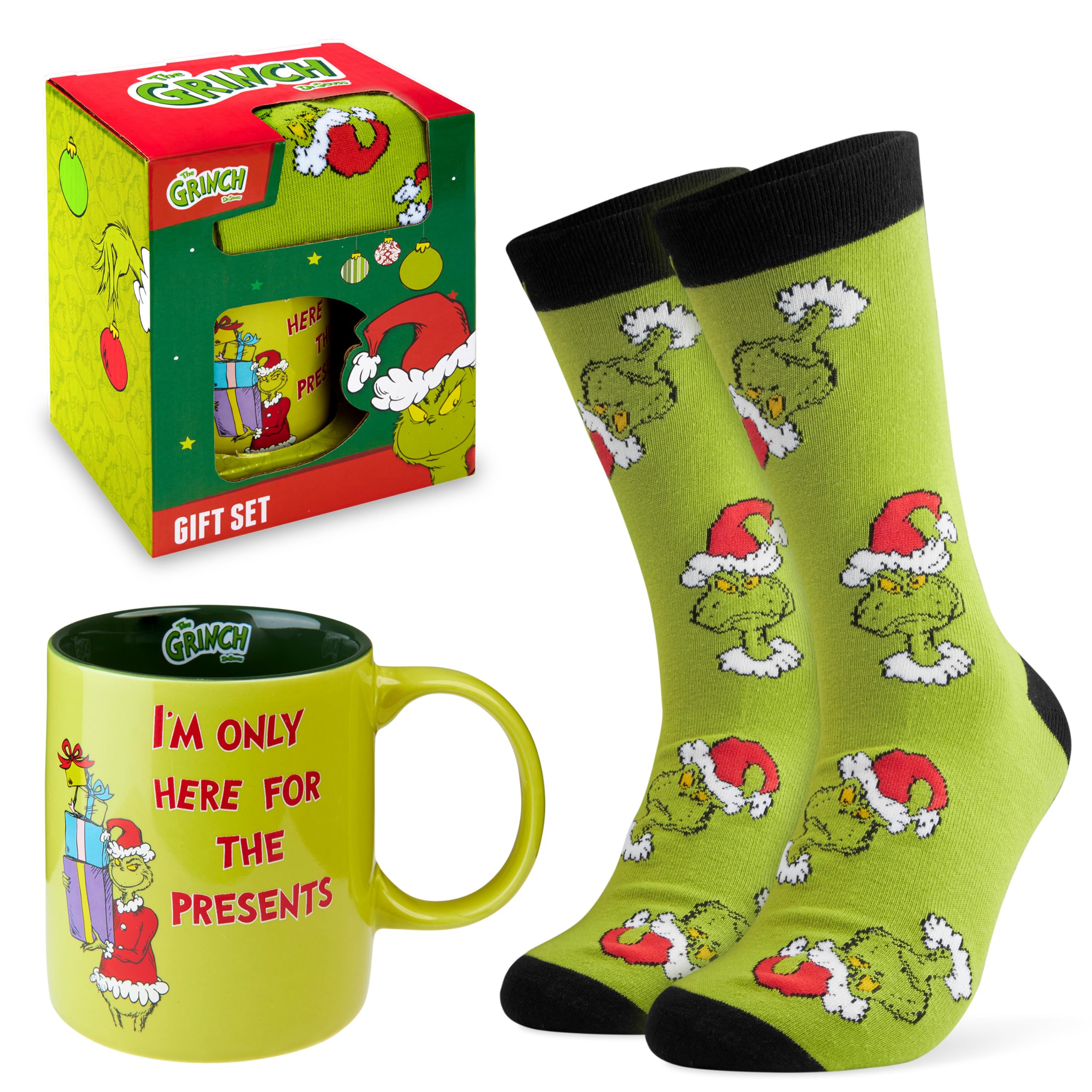 Le Grinch, coffret mug 325 ml et chaussettes homme 40-45
