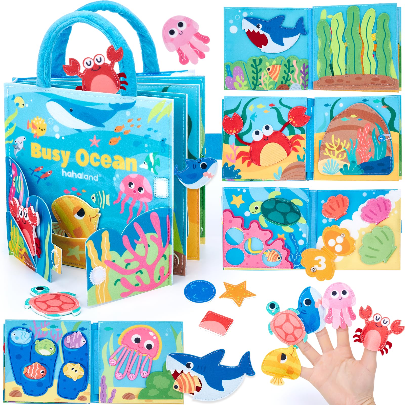 hahaland, busy book Montessori animaux marins 15 activités — cadeau drôle et insolite