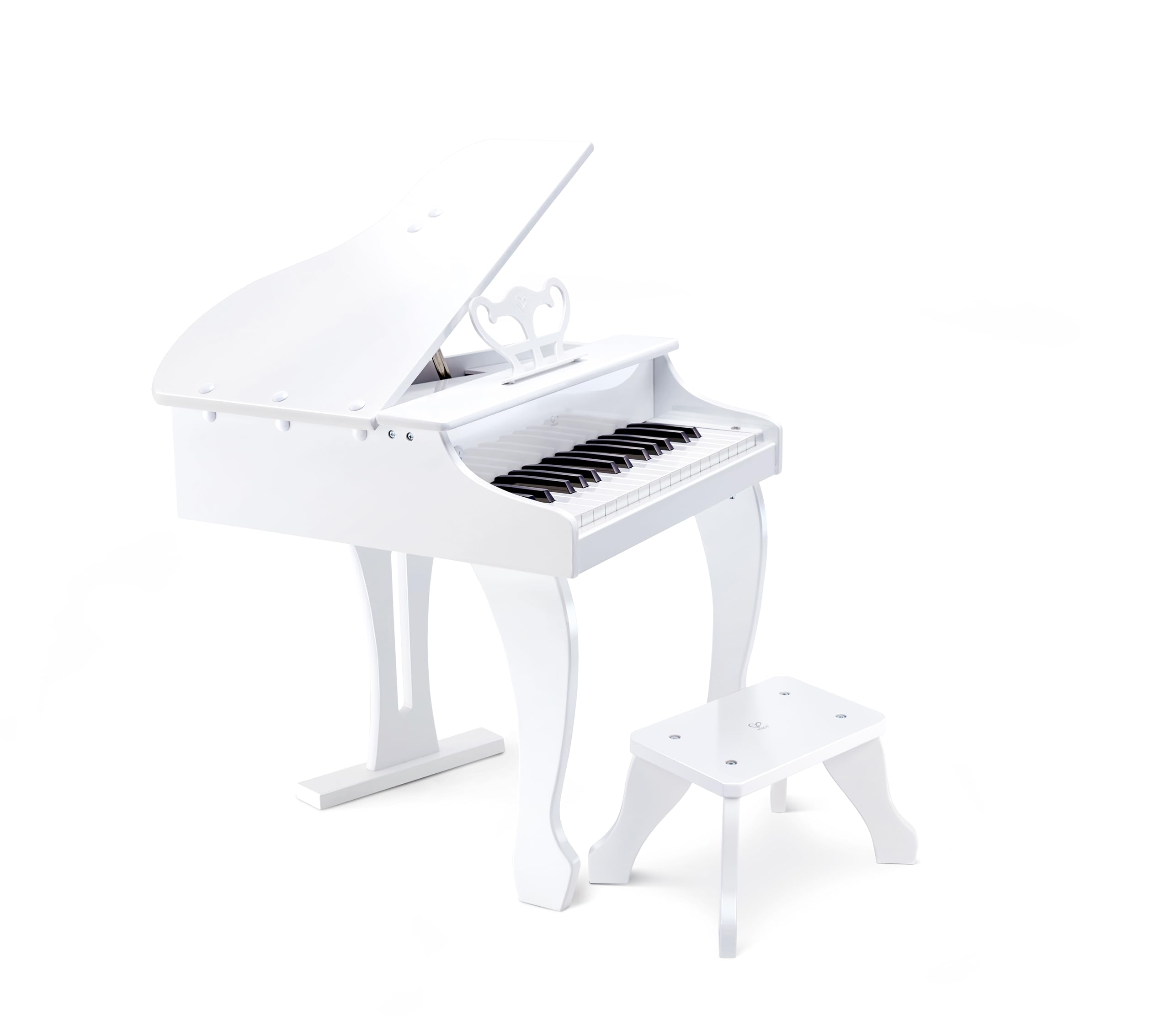 Hape, petit piano à queue blanc en bois avec tabouret — idée cadeau