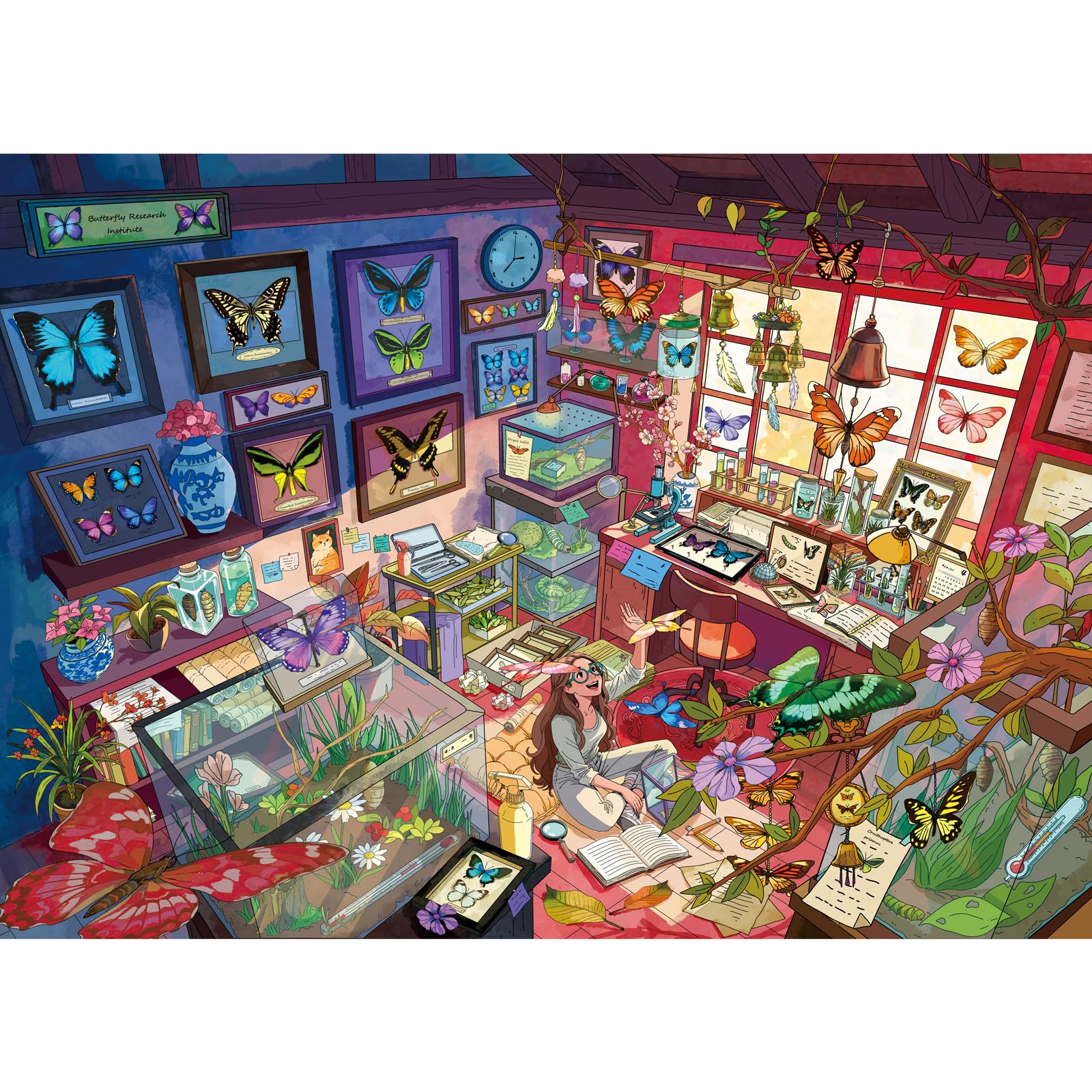 Huadada puzzle 1000 pièces, Laboratoire de papillons — idée cadeau