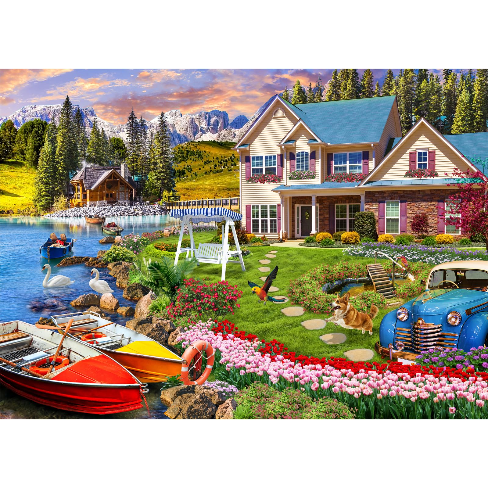 Huadada, puzzle 1000 pièces Lac de montagne — idée cadeau
