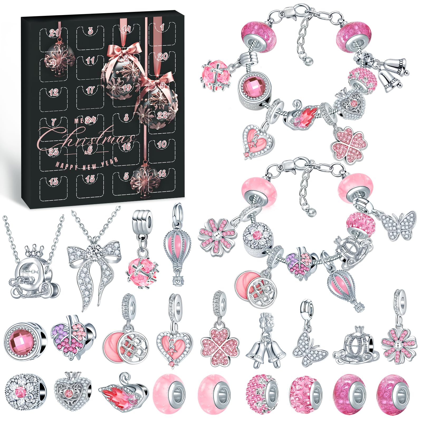 Hymarvo, calendrier de l'Avent bijoux à charms pour fille et ado — idée cadeau