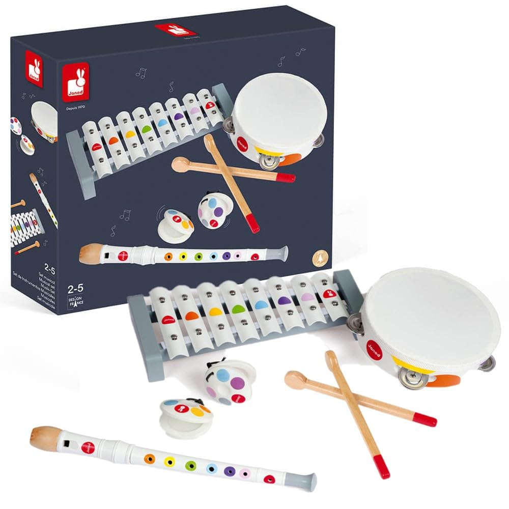 Janod, Confetti, set d'instruments de musique en bois FSC — cadeau drôle et insolite