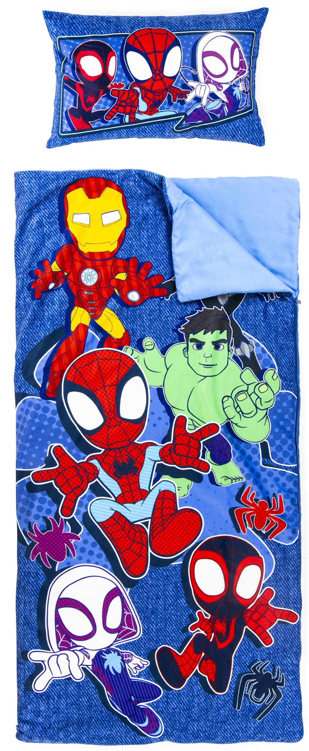 Tapis de sieste Marvel Spidey et ses amis avec oreiller — idée cadeau