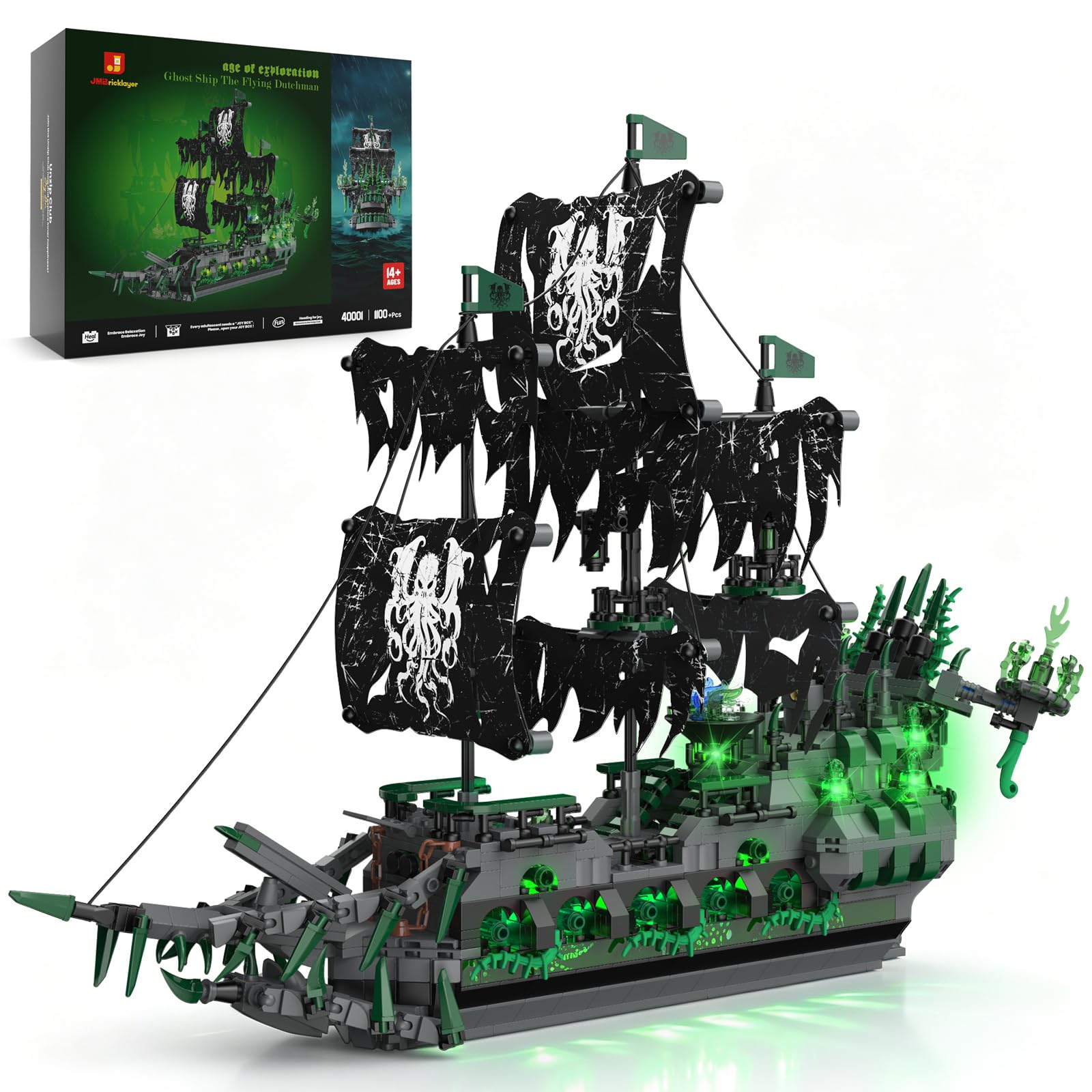 JMBricklayer Bateau Fantôme Flying Dutchman lumineux — idée cadeau