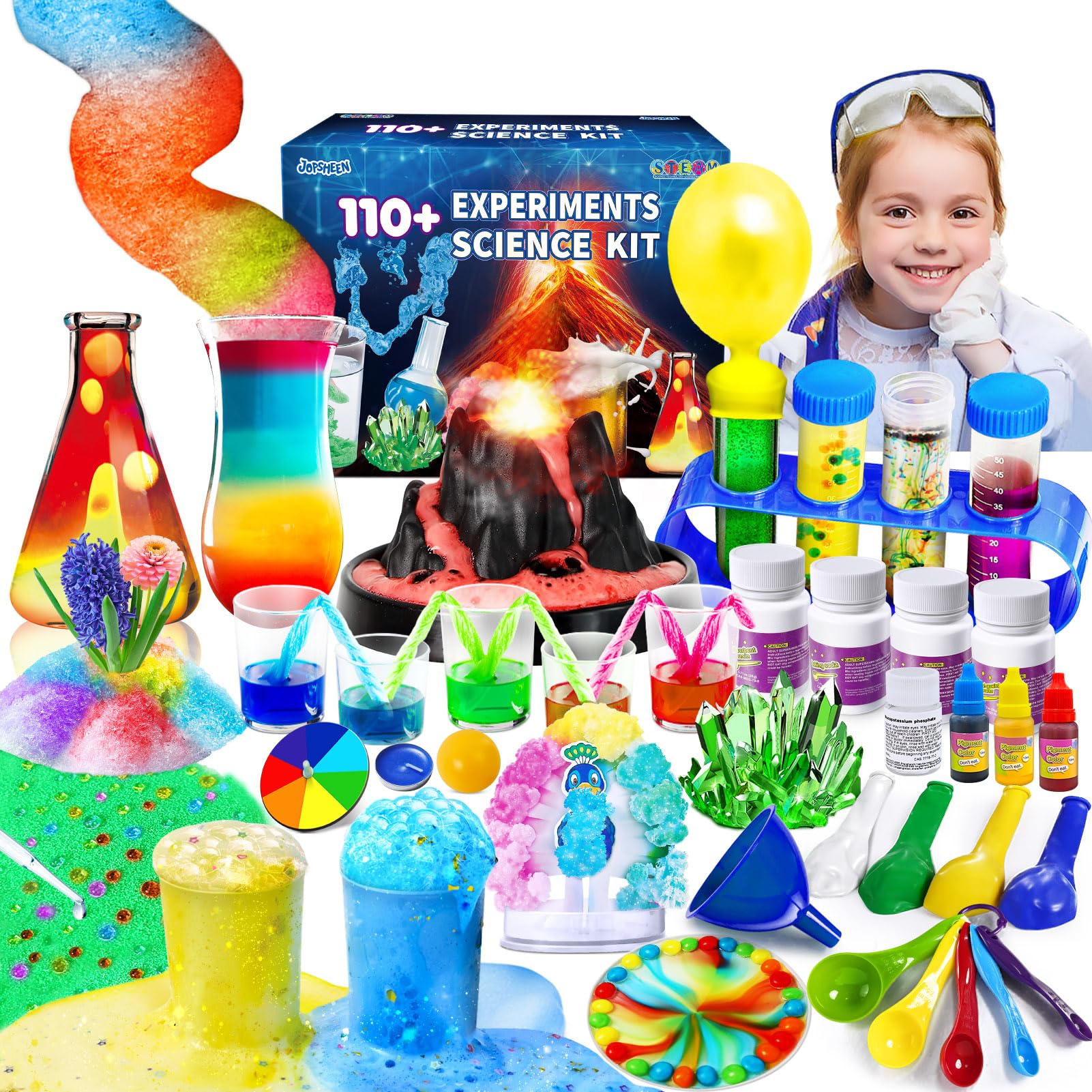 JOPSHEEN kit de 110 expériences scientifiques avec volcan — idée cadeau