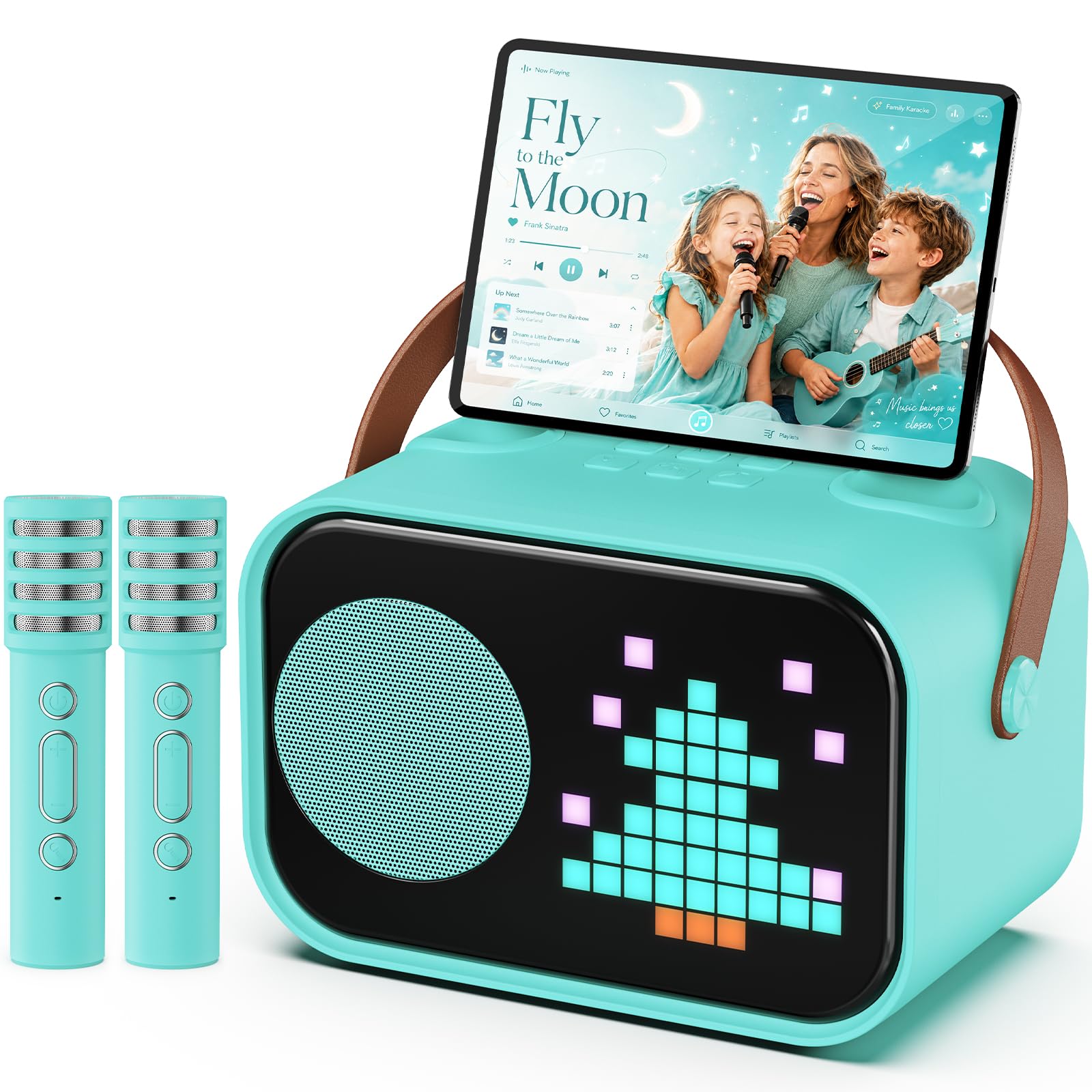 JYX, enceinte karaoké Bluetooth avec 2 micros et écran pixel