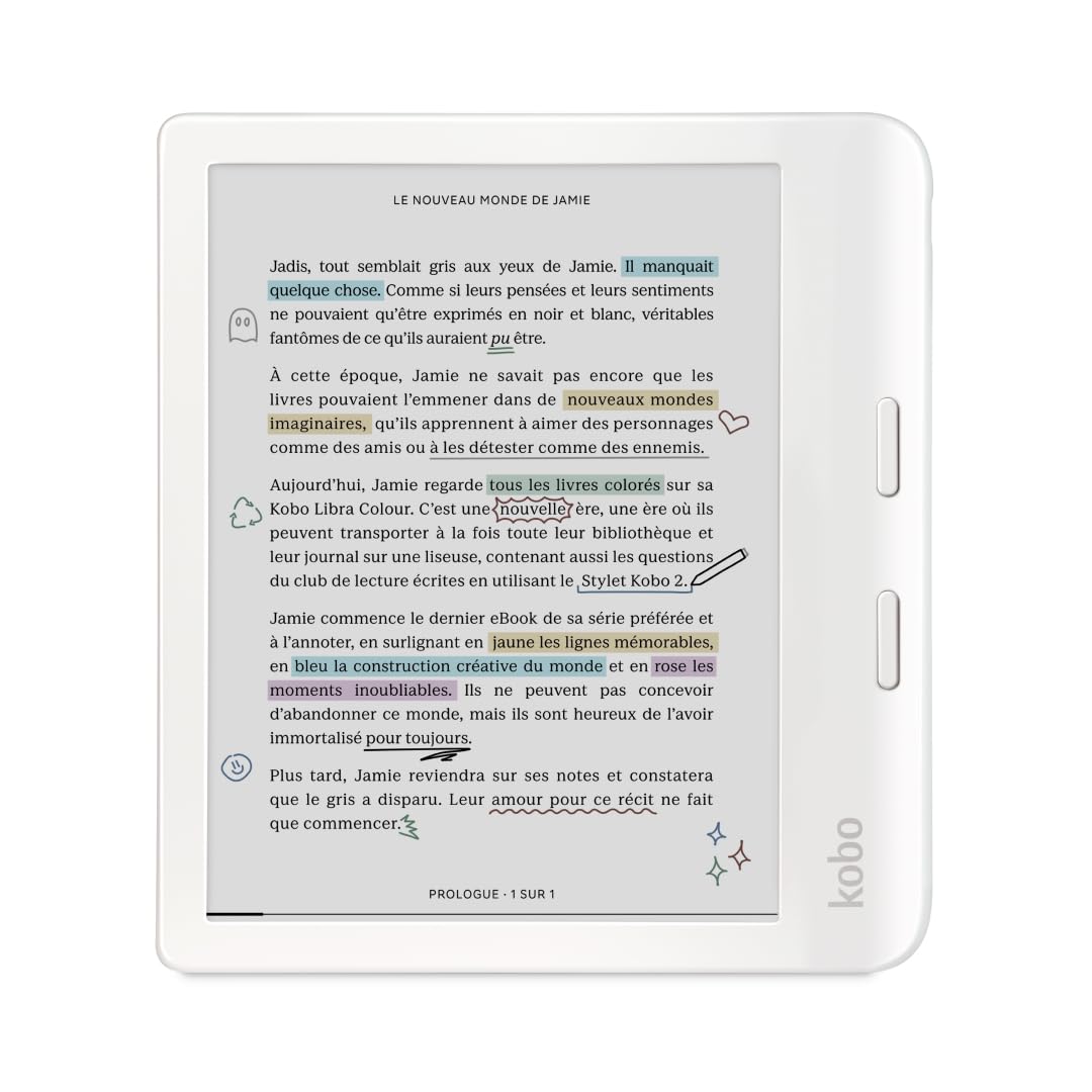 Kobo Libra Colour, liseuse couleur 7 pouces 32 Go, blanche — cadeau drôle et insolite