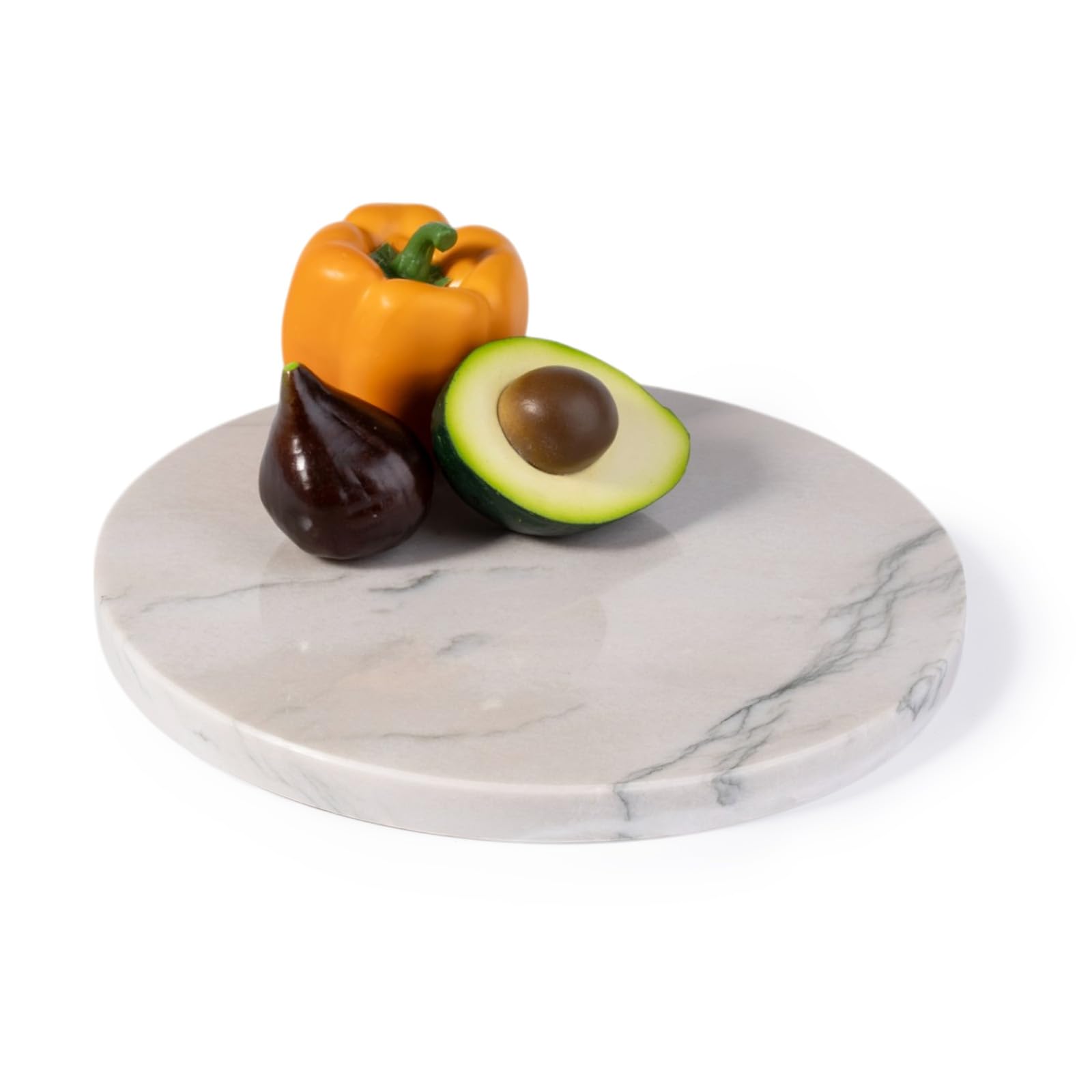 Planche ronde en marbre blanc Macaubas Koville, 28 cm — idée cadeau